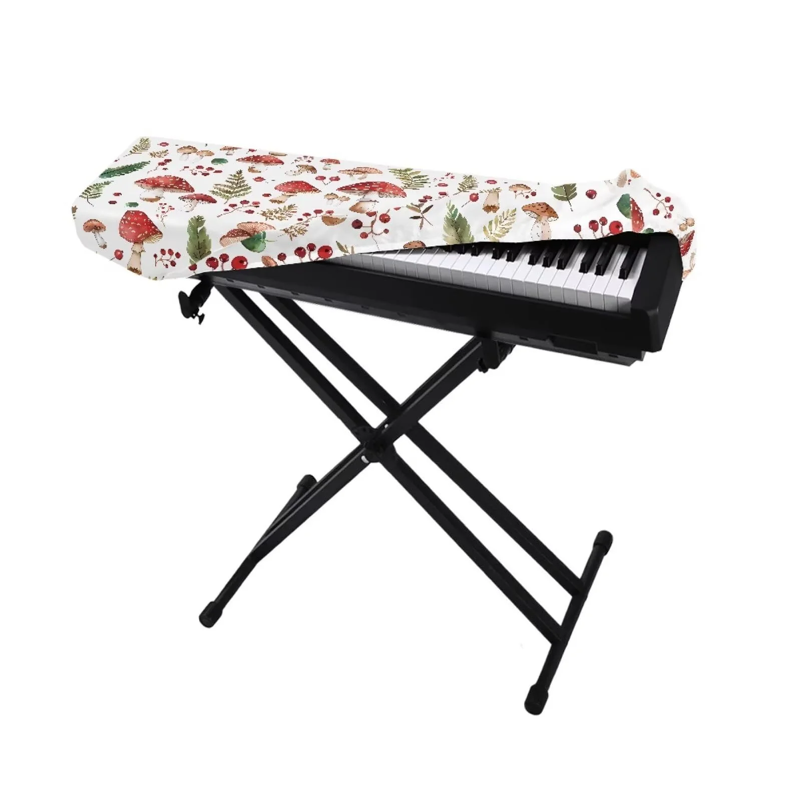 Piano Keyboard Cover 61 Keys,Keyboard Piano Accessories,Piano Keyboard Cover,Piano Cover,Keyboard Dust Cover,Chic Mushroom Print White Small Chic Mushroom Print White - Image 2
