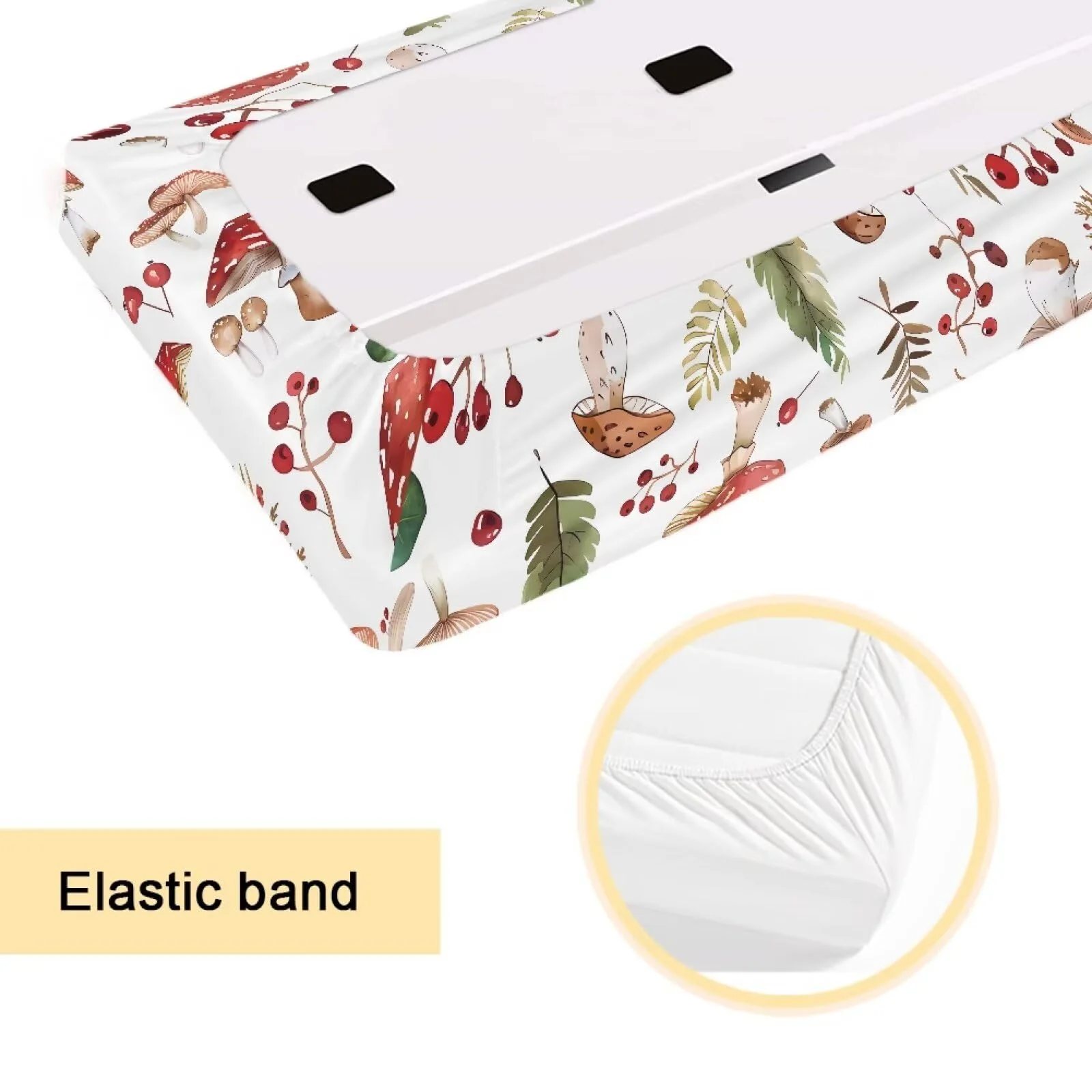 Piano Keyboard Cover 61 Keys,Keyboard Piano Accessories,Piano Keyboard Cover,Piano Cover,Keyboard Dust Cover,Chic Mushroom Print White Small Chic Mushroom Print White - Image 6