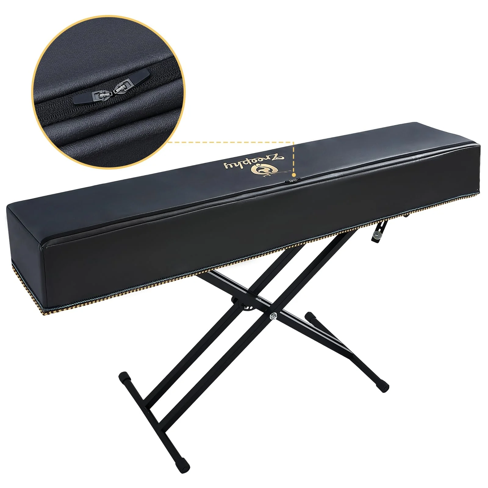 Piano Keyboard Dust Cover with Music Stand Opening of Zipper Design, Dust Proof Cover Compatible for Yamaha P225 P223 P145 P143 88 Keys Digital Piano Keyboards Electronic Keyboards L 52.36 * W 10.87" Black - Image 2