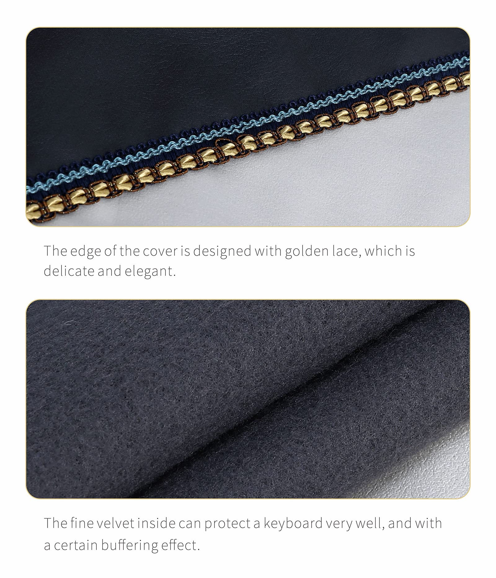 Piano Keyboard Dust Cover with Music Stand Opening of Zipper Design, Dust Proof Cover Compatible for Yamaha P225 P223 P145 P143 88 Keys Digital Piano Keyboards Electronic Keyboards L 52.36 * W 10.87" Black - Image 6