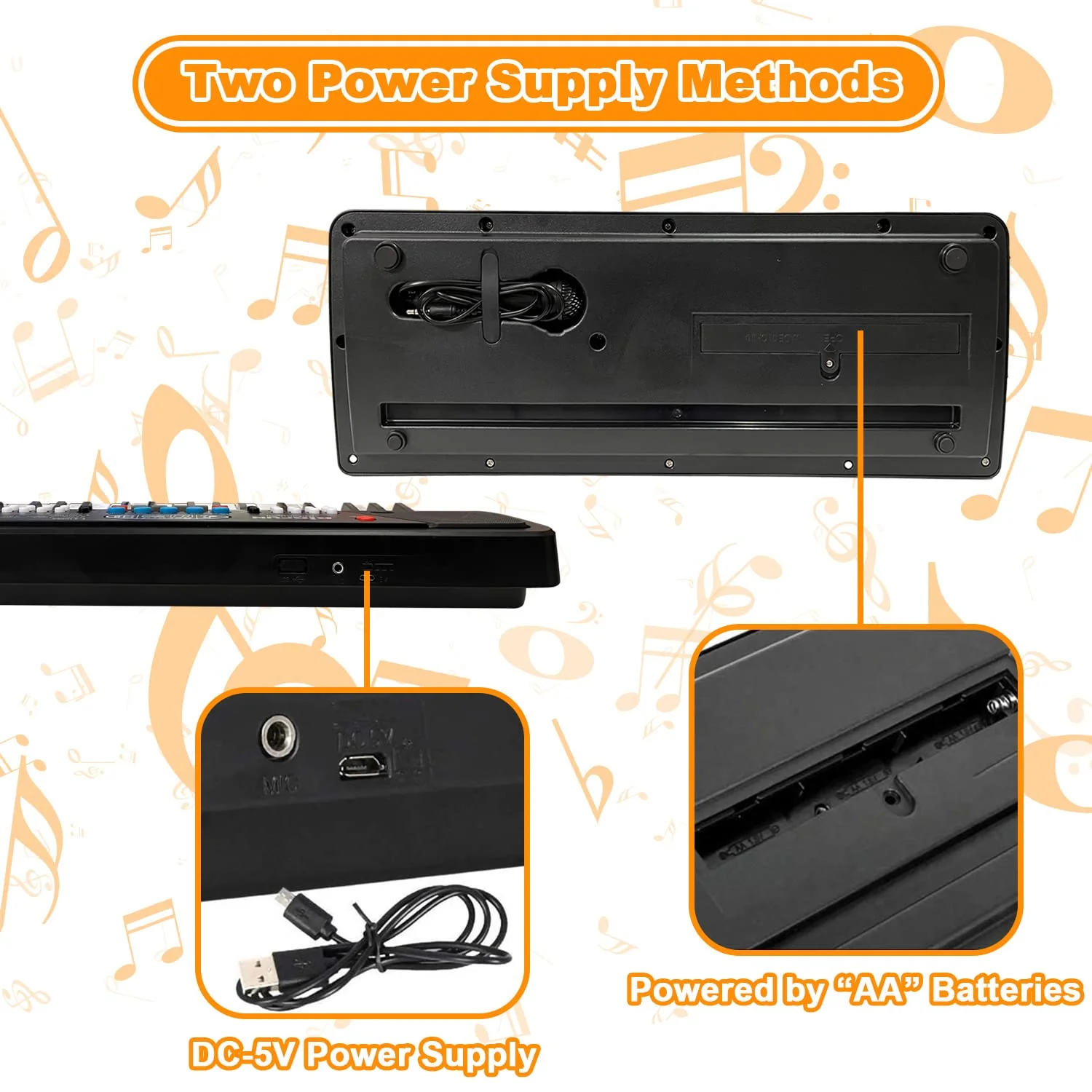 Piano Keyboard for Kids, EOOLEOW 37 Keys Portable Electronic Piano for kids with Microphone - Music Keyboard Piano Toys for 3 4 5 6 7 8 9 Year Old Boys and Girls (Black) Black - Image 5