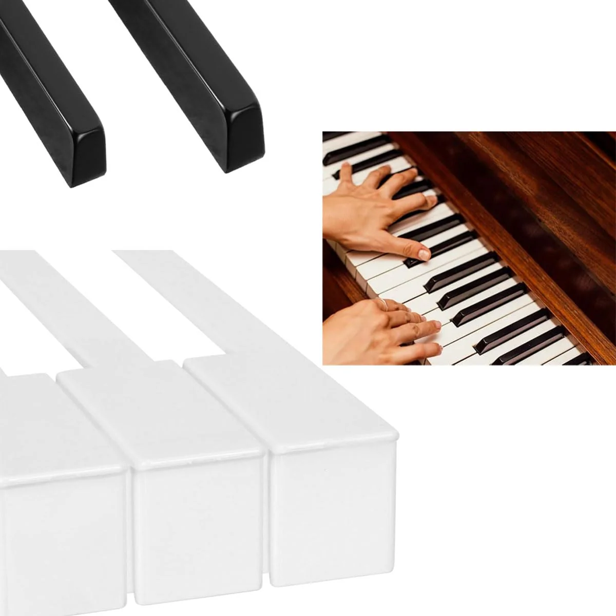 Piano Keytops Replacement - 88 Key Complete Set, Black and White Plastic Keys Top Repair Kit - Image 4