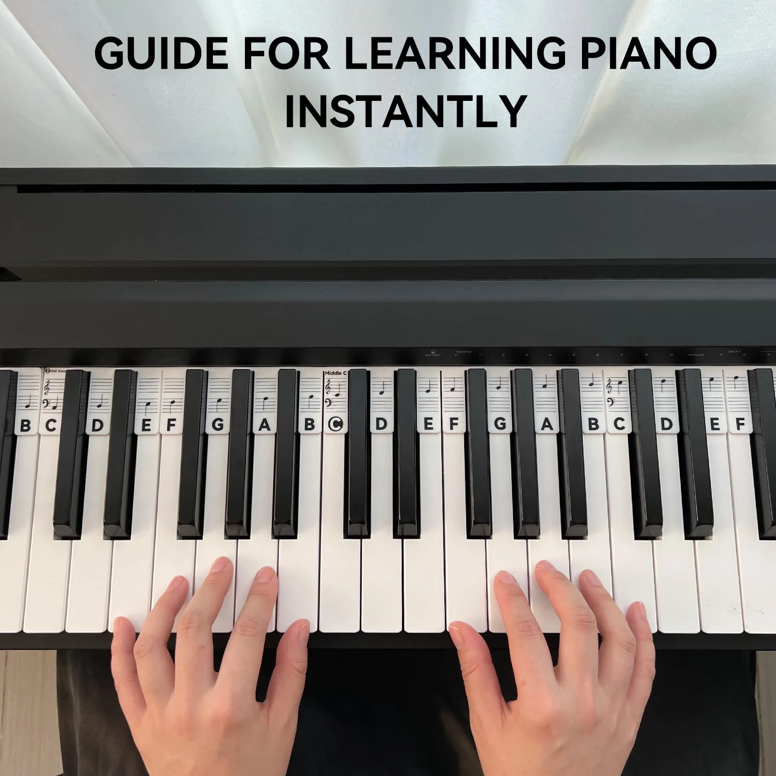 Piano Notes Guide for Beginner, Removable Piano Keyboard Note Labels for Learning, 88-Key Full Size, Made of Silicone, No Need Stickers, Reusable and Comes with Box (Classic Black） Classic Black - Image 2