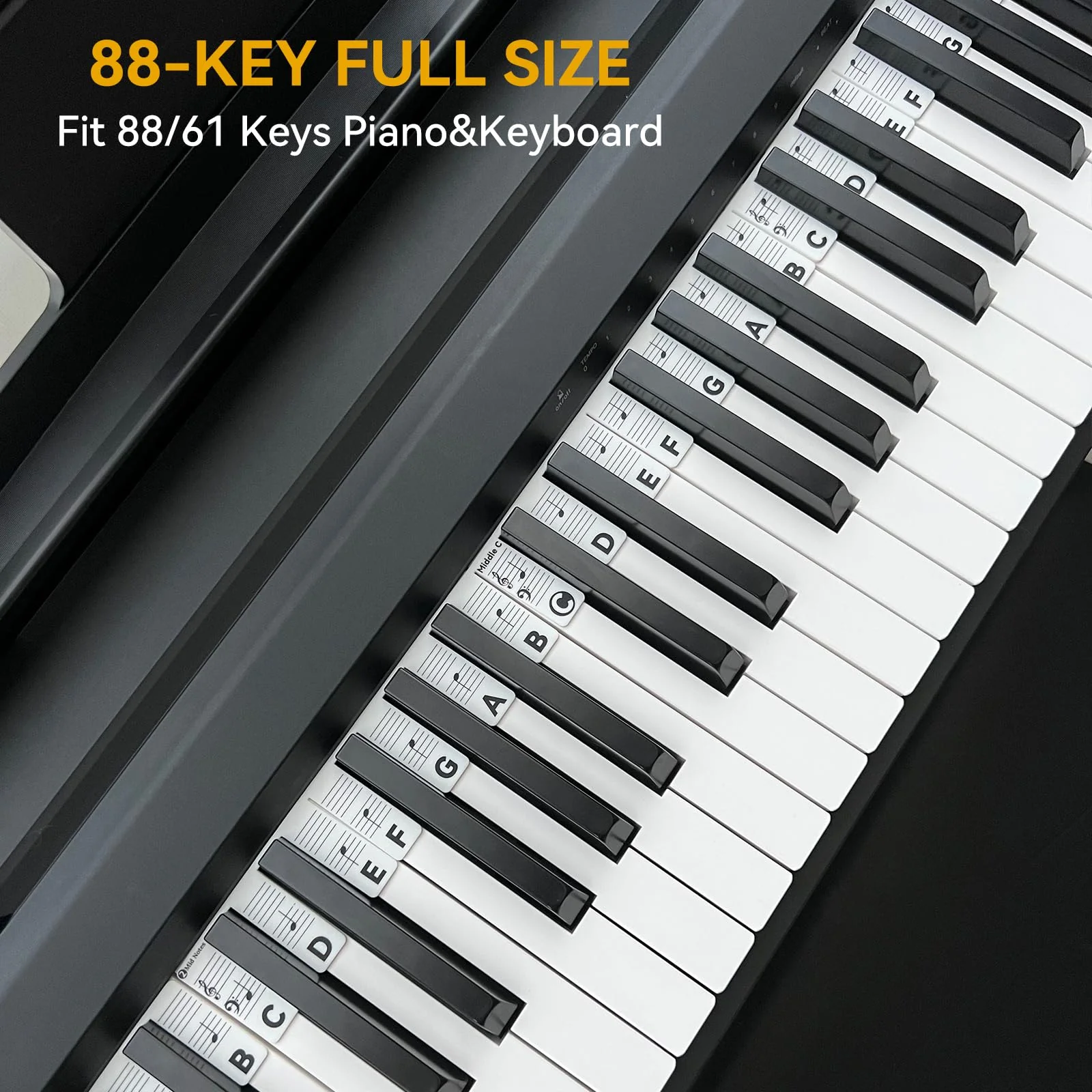 Piano Notes Guide for Beginner, Removable Piano Keyboard Note Labels for Learning, 88-Key Full Size, Made of Silicone, No Need Stickers, Reusable and Comes with Box (Classic Black） Classic Black - Image 3