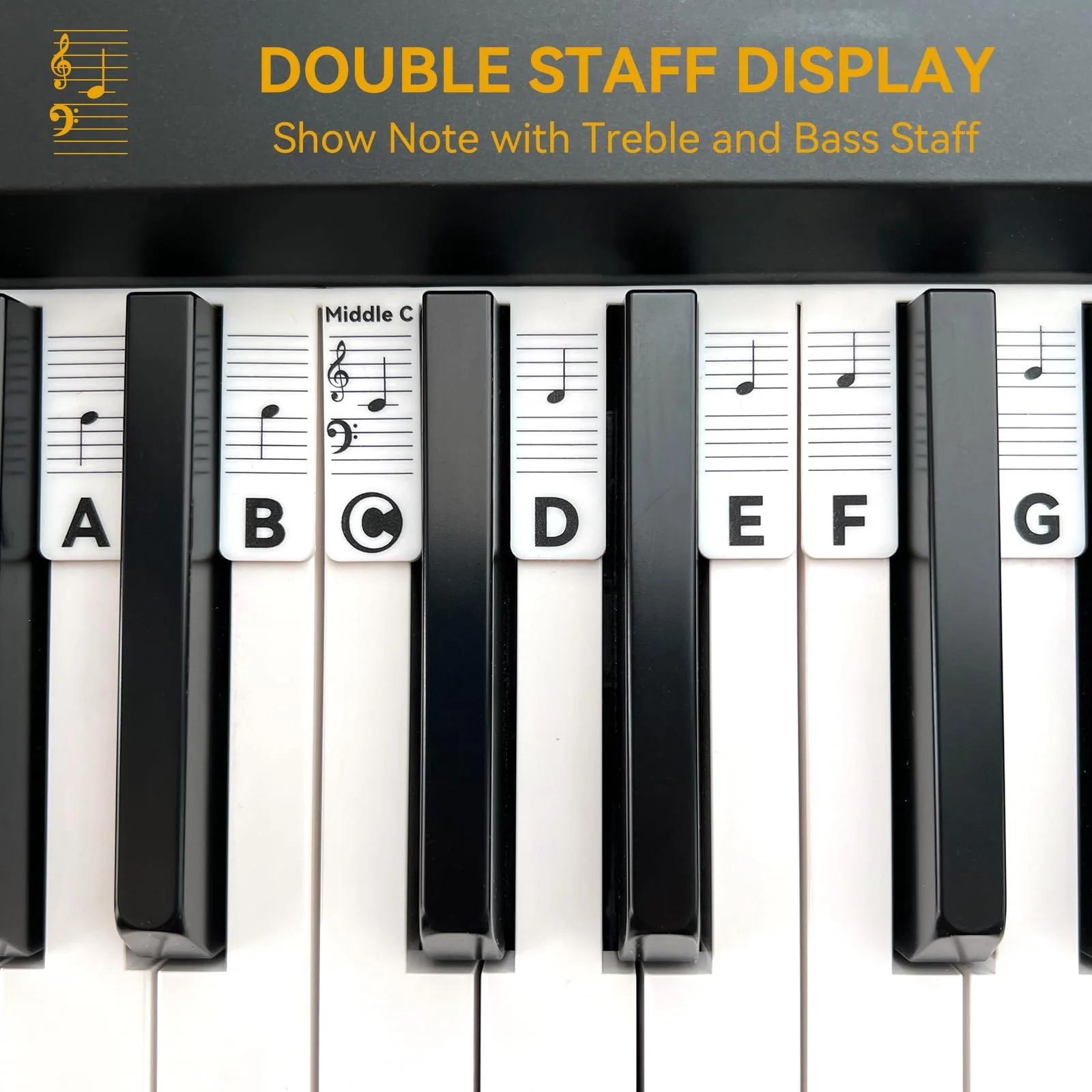 Piano Notes Guide for Beginner, Removable Piano Keyboard Note Labels for Learning, 88-Key Full Size, Made of Silicone, No Need Stickers, Reusable and Comes with Box (Classic Black） Classic Black - Image 5