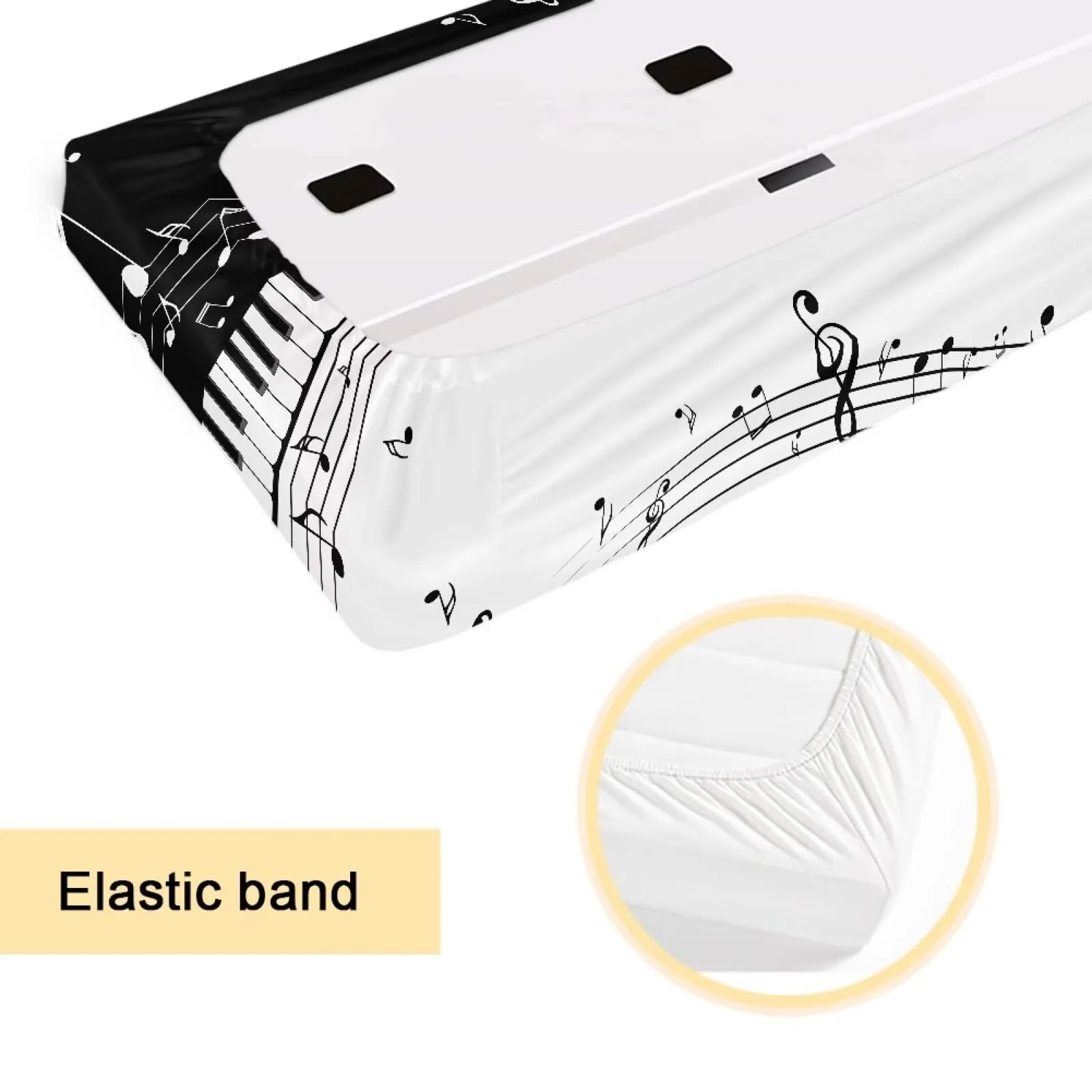 Piano Print Piano Keyboard Dust Cover 61 Keys Full Cover Piano Keyboard Covers Stretchy Waterproof Cloth Electric Piano Keyboard Covers S Size (61-76 key) - Image 4