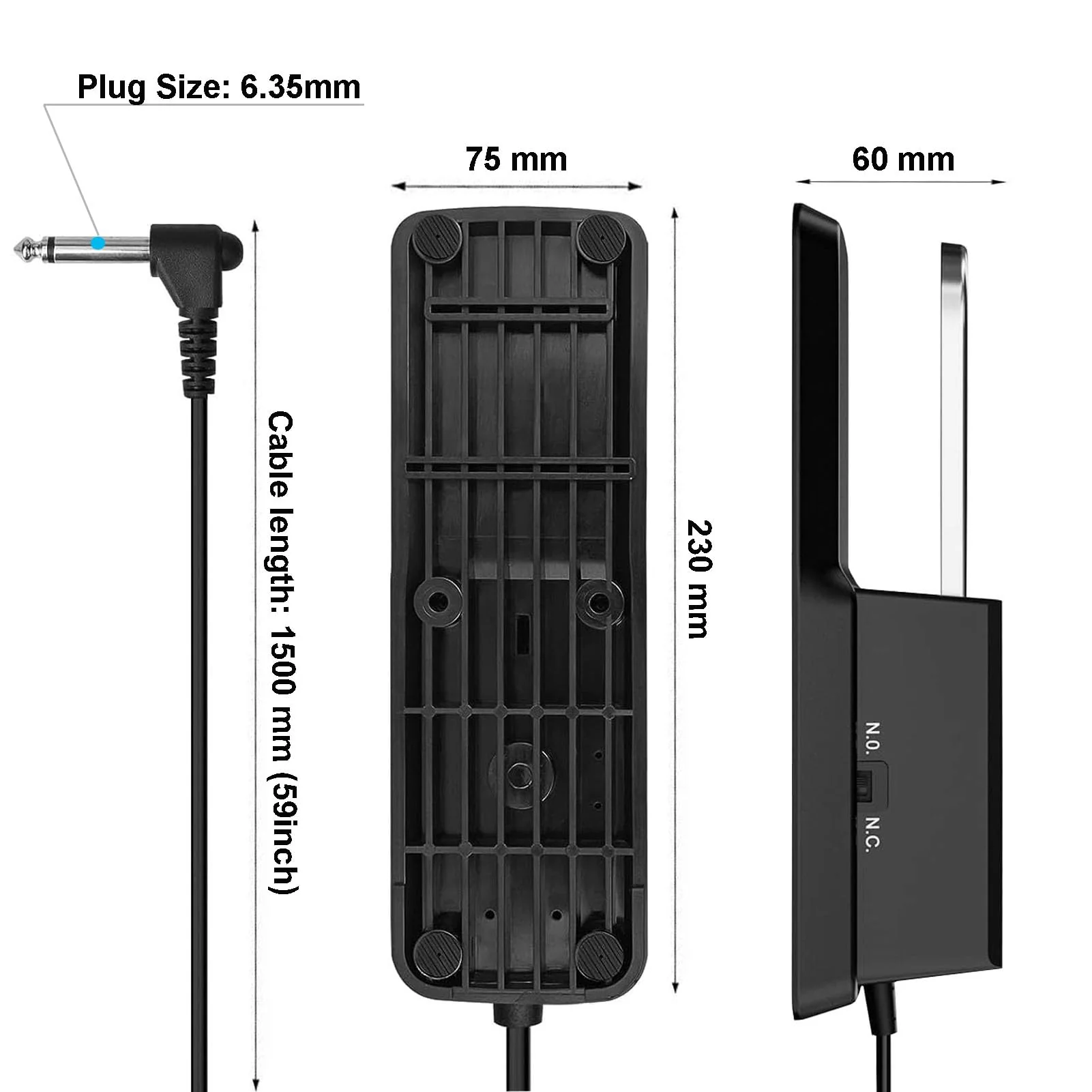 Piano Sustain Pedal，Digital Piano and Keyboard Sustain Pedal with Polarity Switch Compatible for Most Digital Pianos, Yamaha, Casio and MIDI Keyboards(Black) Small - Image 6