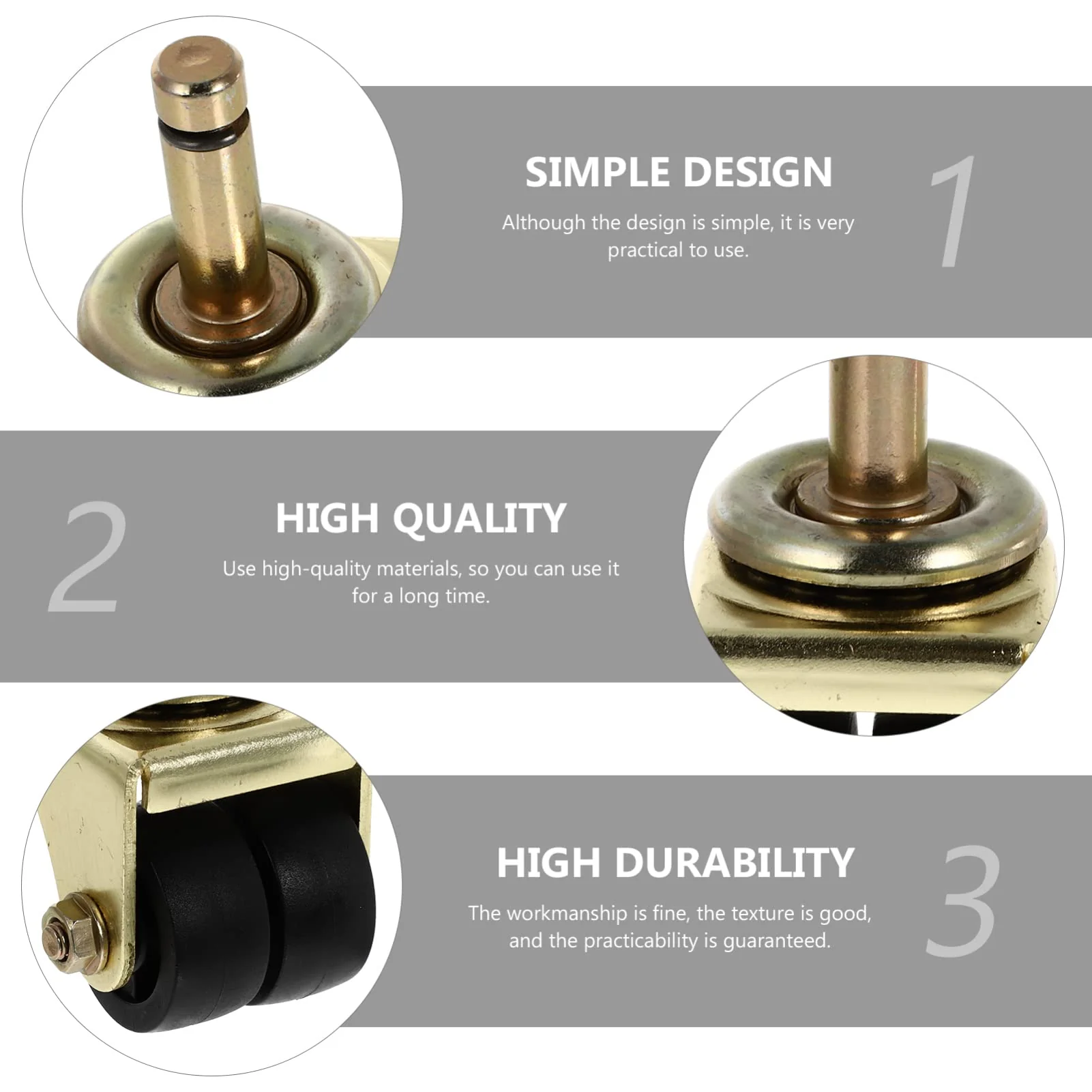 Piano Wheels Caster with screws Replacement Heavy Duty Double Wheel Casters Piano Accessories Furniture Caster for Upright Pianos Golden - Image 5