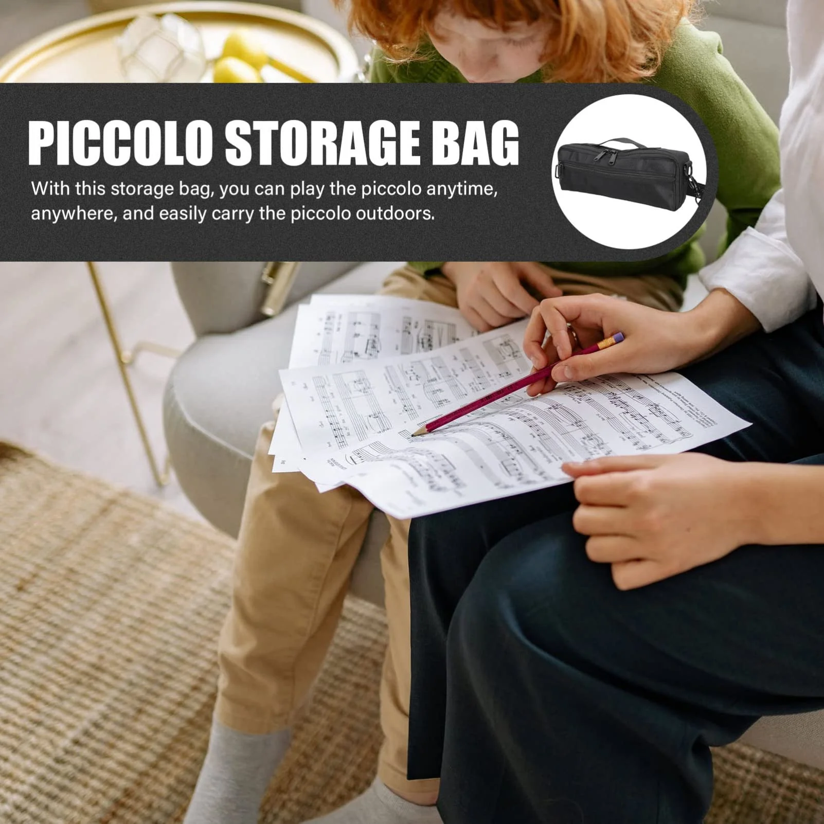 Piccolo Canvas Bag Piccolo Carrying Bag Musical Instrument Container Plush Piccolo Storage Bag Piccolo Instrument for Beginners Wind Instrument Bag Flute Case Cover Flute Case Flute Case - Image 3