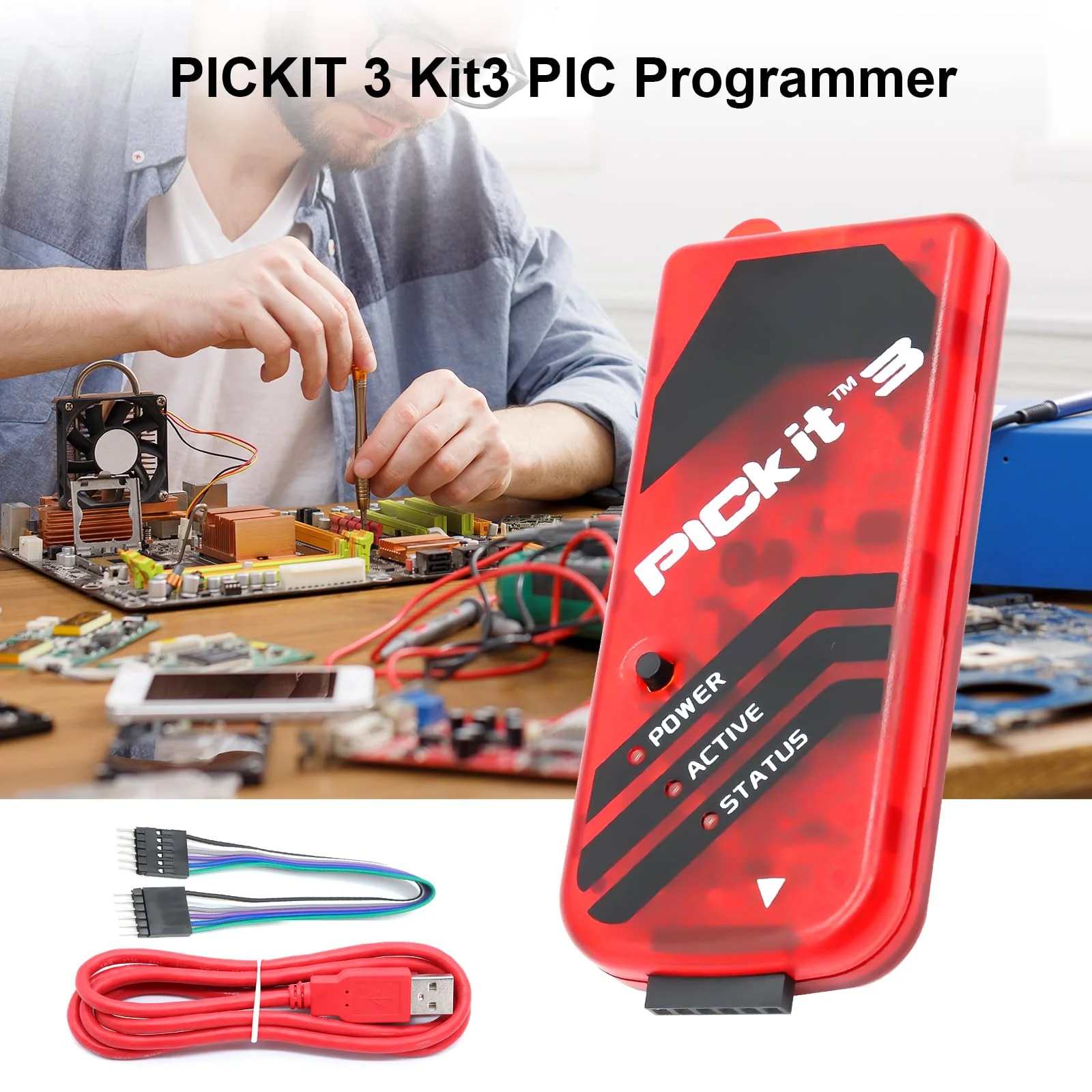 Pickit 3 Kit3 PIC Programmer, AYWHP Microcontroller Programmer, Emulator, USB Cable for Programming, Troubleshooting, PC Software and Hardware Development - Image 6