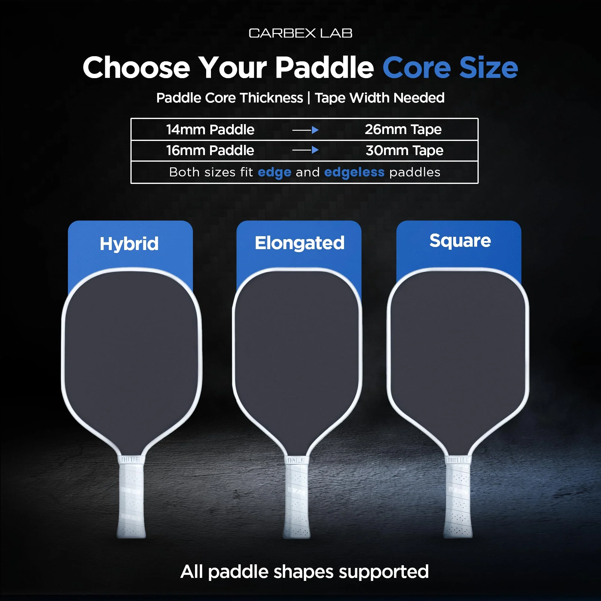 Pickleball Edge Guard Tape – 4-Pack PU Vinyl Strips – Universal Fit 26mm for 14mm Paddles / 30mm for 16mm Paddles – Durable, Wrinkle-Free Edge Shield, Court-Safe Wrap Accessory Carbon Black 30mm (Fits 16mm Paddle) - Image 5