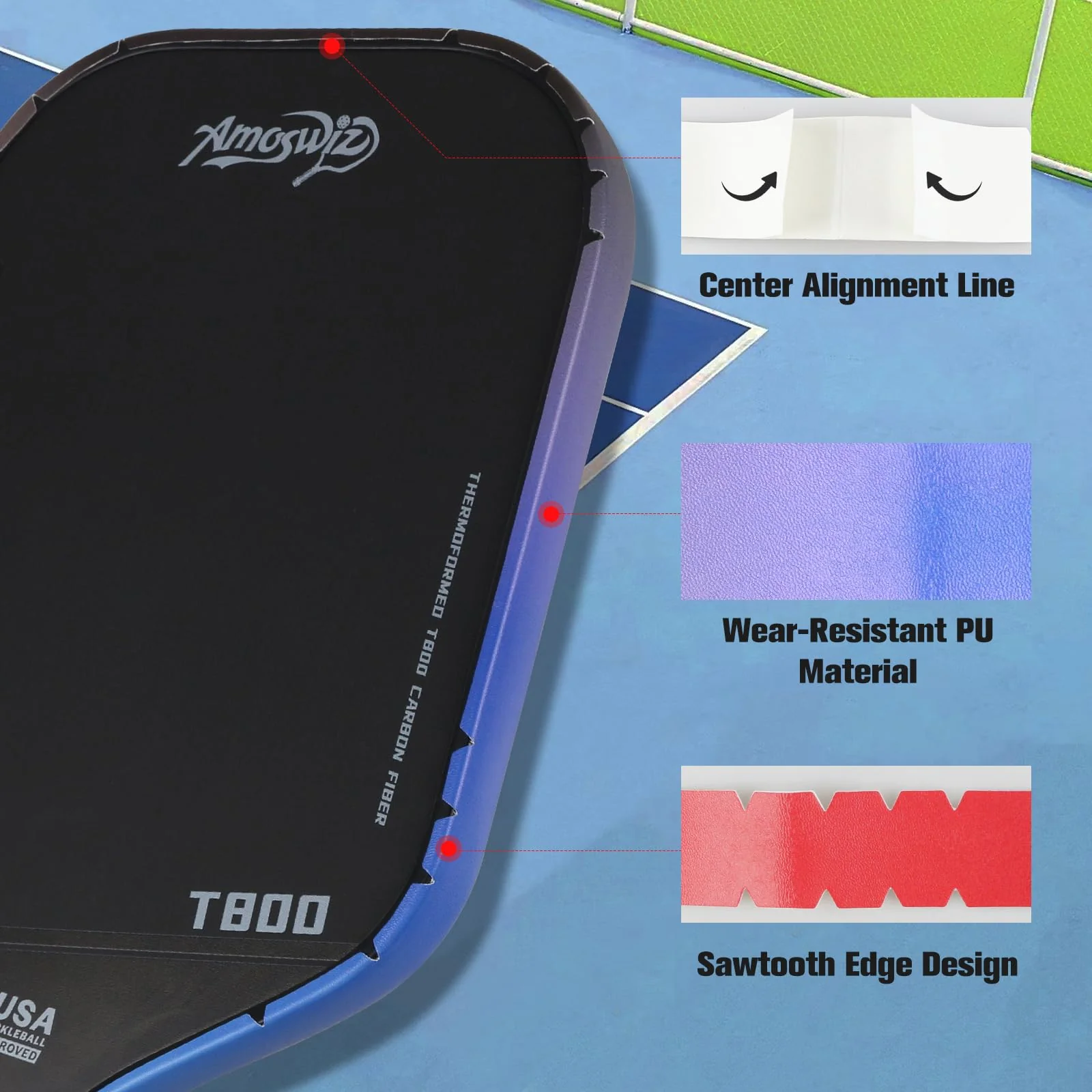 Pickleball Edge Guard Tape, Pickleball Protection Tapes 3 Pcs, Gradiant Color Edge Tape, 23MM & 26MM Width, No Wrinkling Edge Guard for 13MM & 16MM & 20MM Thicknesse Paddles Red to Black to Blue Gradiant - Image 3
