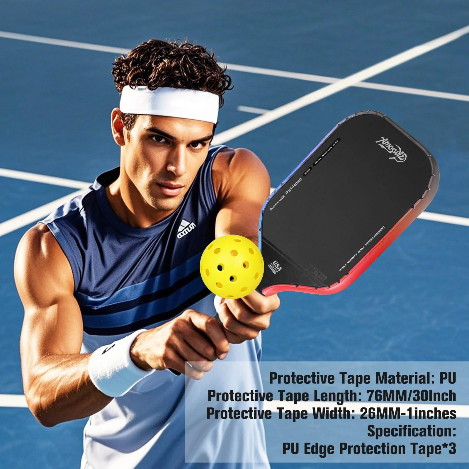 Pickleball Edge Guard Tape, Pickleball Protection Tapes 3 Pcs, Gradiant Color Edge Tape, 23MM & 26MM Width, No Wrinkling Edge Guard for 13MM & 16MM & 20MM Thicknesse Paddles Red to Black to Blue Gradiant - Image 6