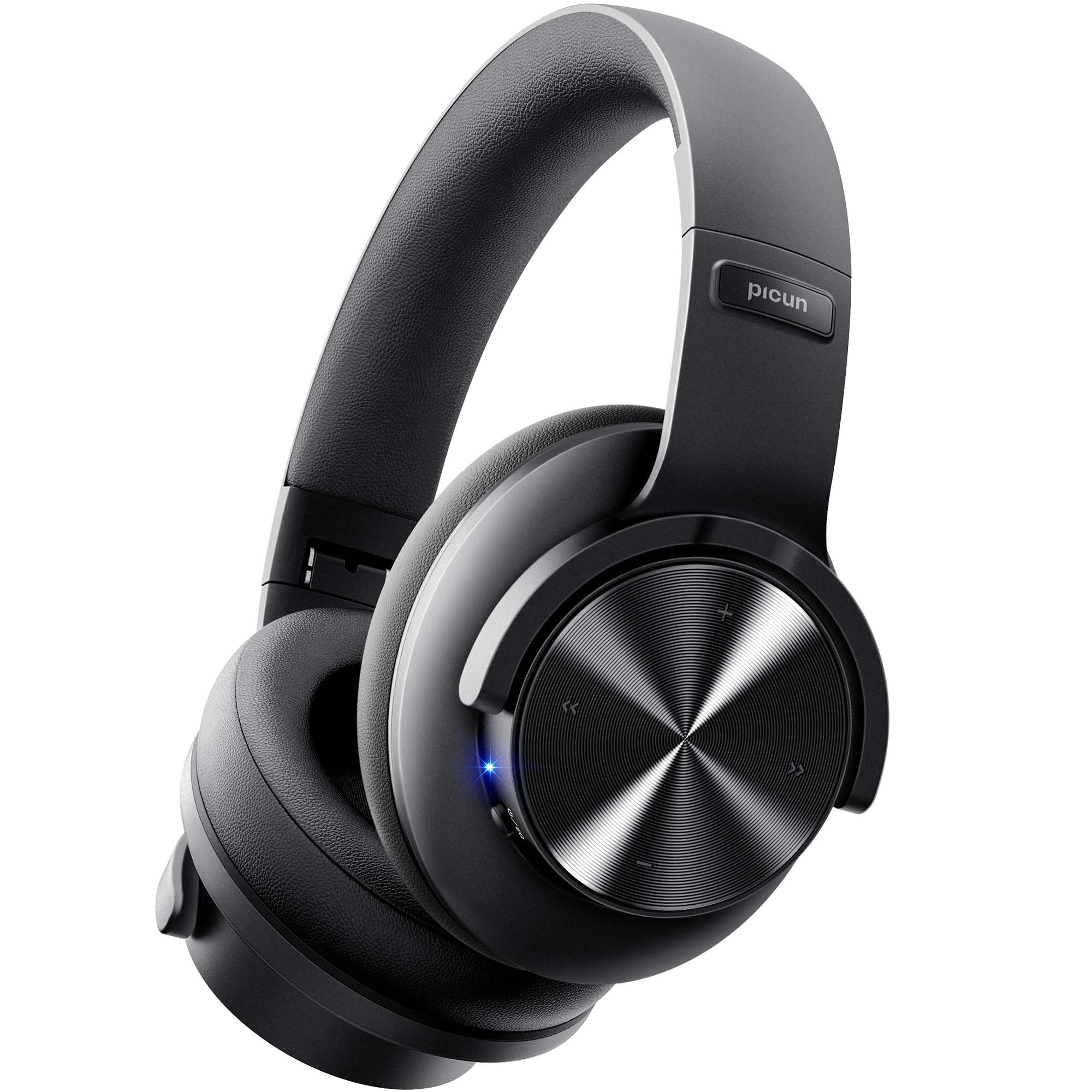 Picun B8 Bluetooth Headphones, 120 Hours Headphones Wireless Bluetooth, Hands-Free Calls, 3EQ & Game Mode, Foldable Headphones Over Ear for Travel Home Office Cellphone PC Black