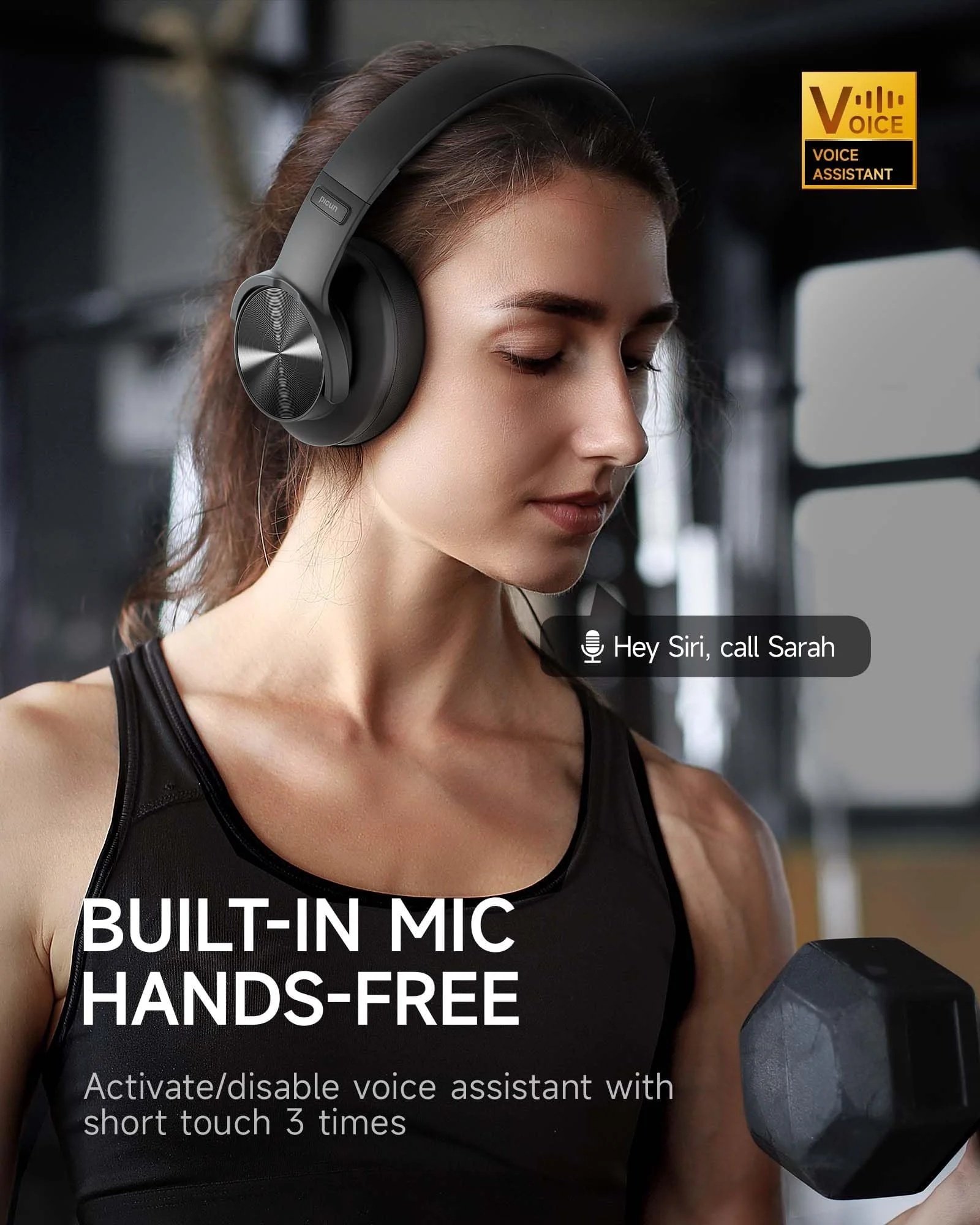 Picun B8 Bluetooth Headphones, 120 Hours Headphones Wireless Bluetooth, Hands-Free Calls, 3EQ & Game Mode, Foldable Headphones Over Ear for Travel Home Office Cellphone PC Black - Image 4