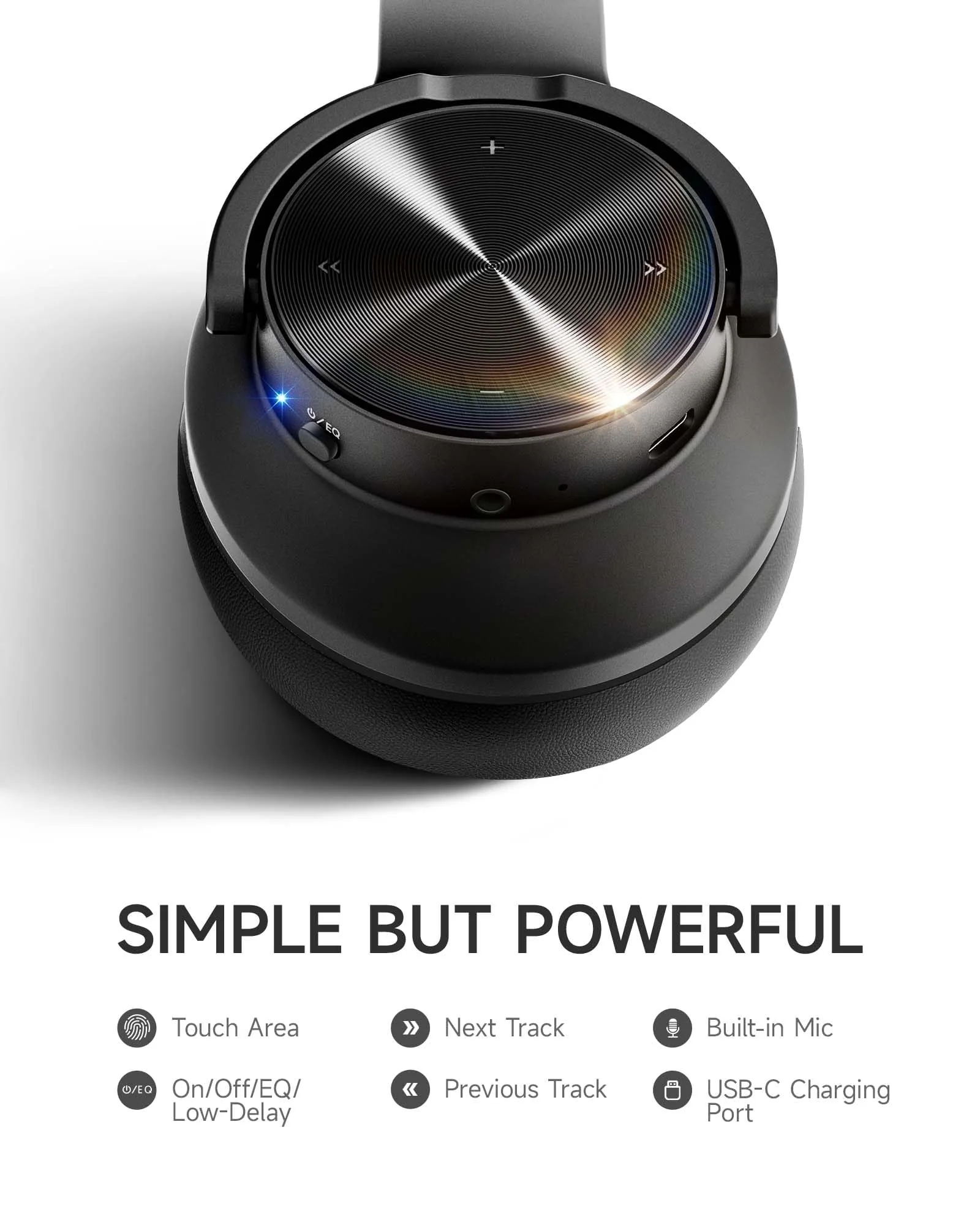 Picun B8 Bluetooth Headphones, 120 Hours Headphones Wireless Bluetooth, Hands-Free Calls, 3EQ & Game Mode, Foldable Headphones Over Ear for Travel Home Office Cellphone PC Black - Image 7