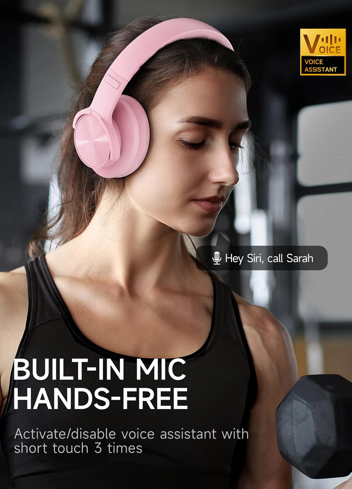 Picun B8 Headphones Wireless Bluetooth, 120H Bluetooth Headphones Over Ear with 3EQ Music Modes, Hands-Free Calls, Deep Bass Headphones for Travel Home Office Cellphone PC (Pink) Pink - Image 2