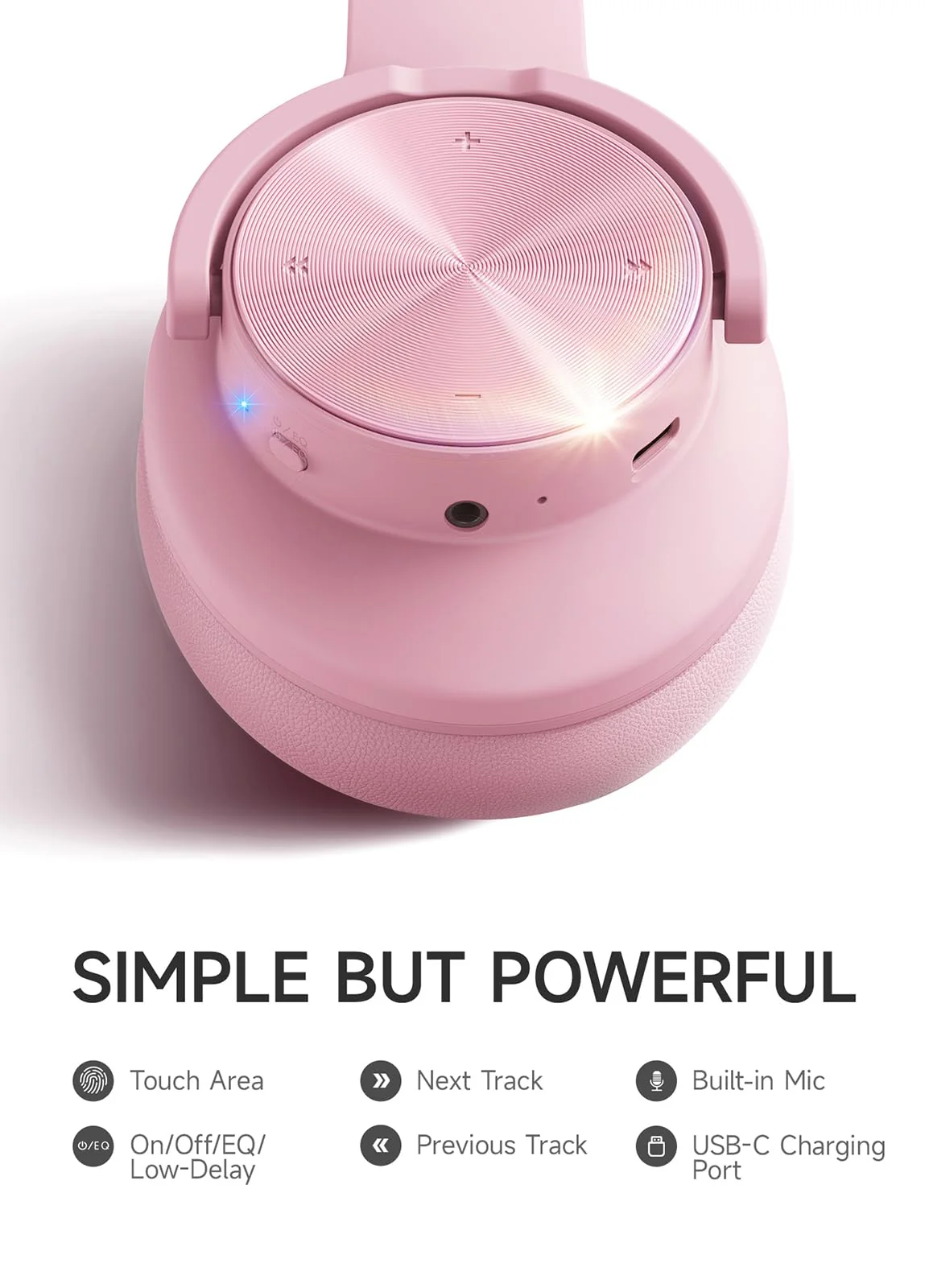 Picun B8 Headphones Wireless Bluetooth, 120H Bluetooth Headphones Over Ear with 3EQ Music Modes, Hands-Free Calls, Deep Bass Headphones for Travel Home Office Cellphone PC (Pink) Pink - Image 7
