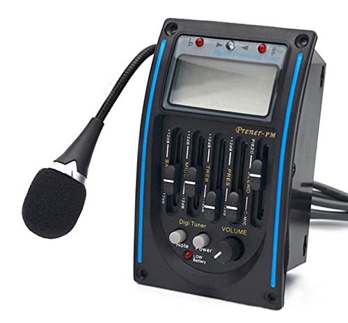 Piezo Pickup Acoustic Guitar 5 Band Preamp Amplifier Equalizer Tuner Digital Tuner Pickup with LCD Display and Volume Control EQ PRENER-PM - Image 3