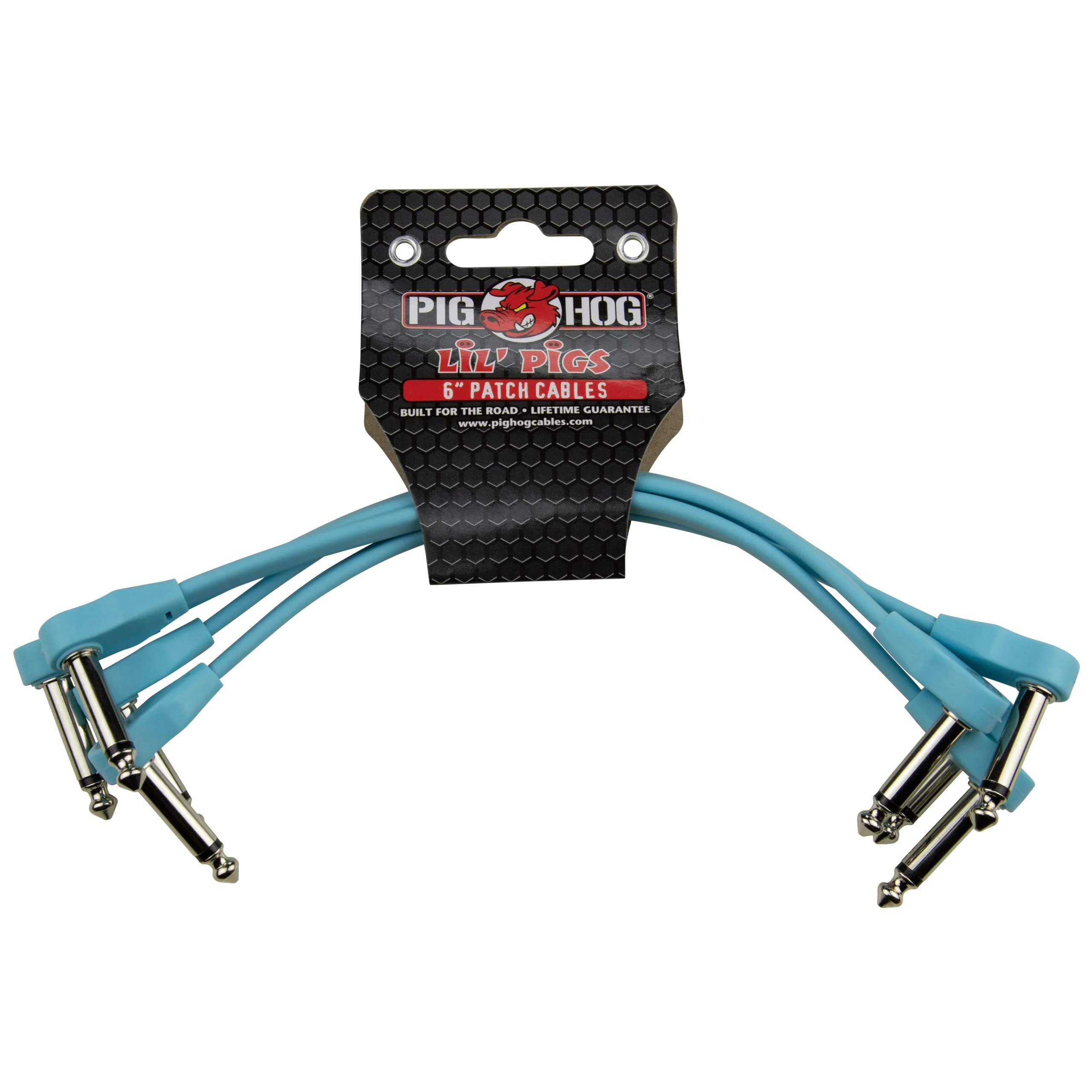 Pig Hog Lil Pigs 6 in Low Profile Patch Cables 4 Pack, Daphne Blue