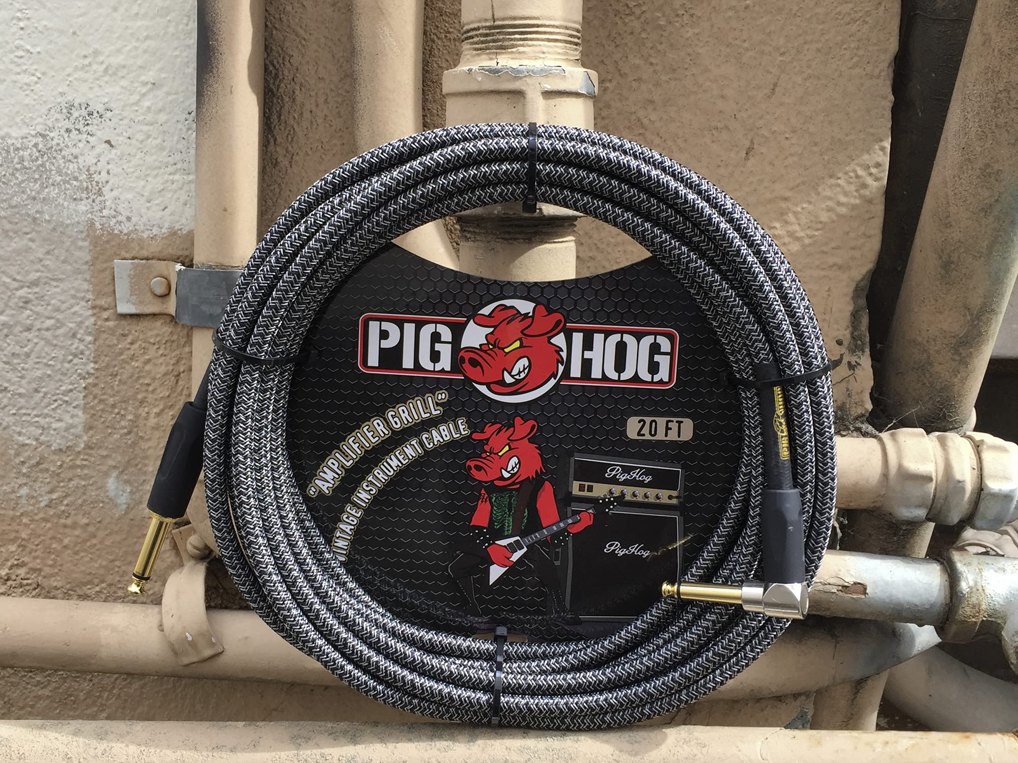 Pig Hog PCH20AGR Right-Angle 1/4" to 1/4" Amplifier Grill Guitar Instrument Cable, 20 Feet 20 ft - Image 2