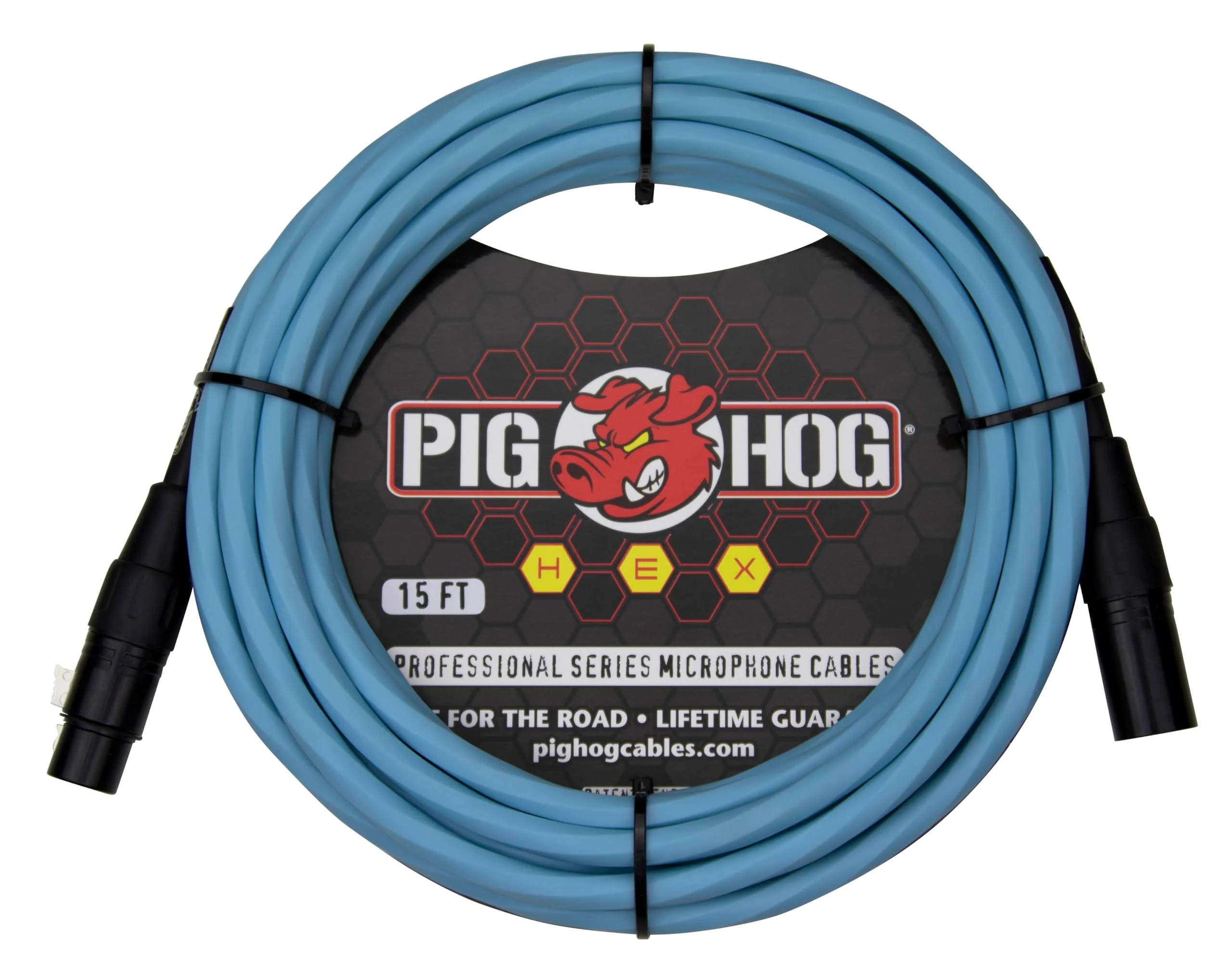 Pig Hog PHMH15DB Hex Series Mic Cable, Daphne Blue 15ft