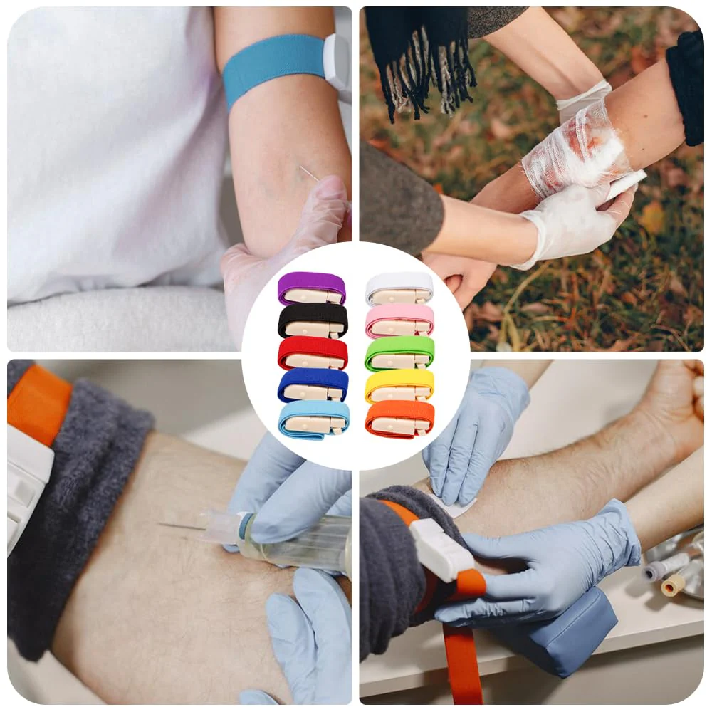 Pilikoll Pack of 10 Vein Congestion with Release Buckle Storage Tube Tourniquet Blood Removal Highly Flexible Tourniquet Vein Stain Blood Removal for Camping Hiking Fighting Mountaineering Outdoor - Image 5
