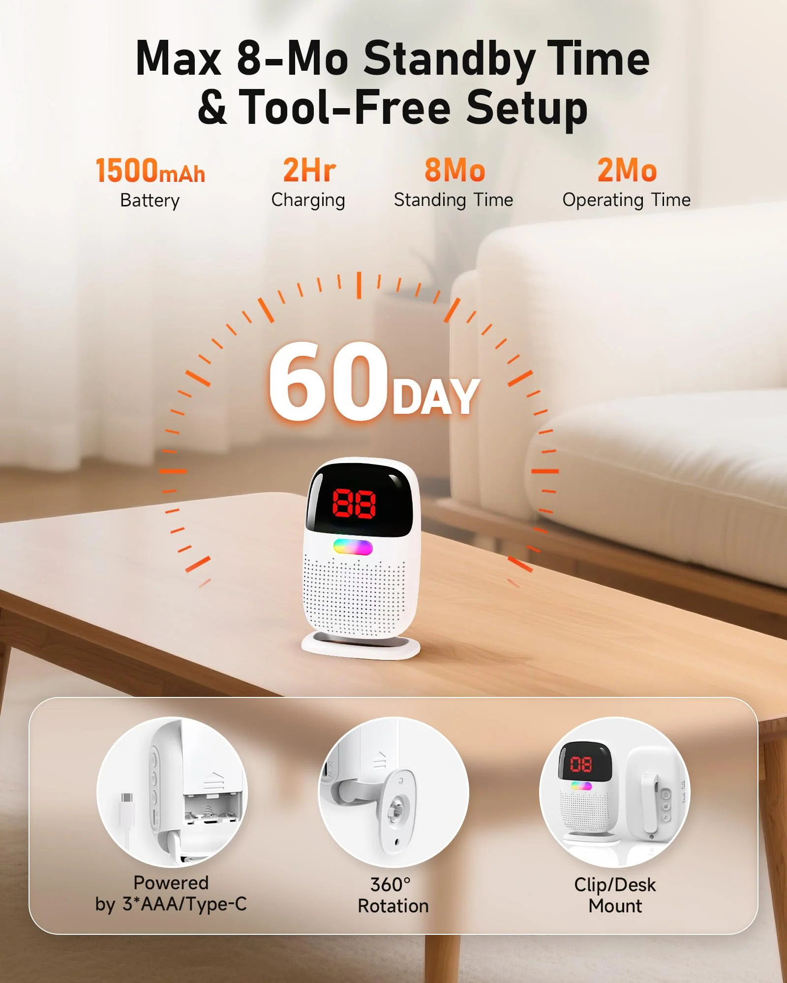 PILSAMAS Bed Alarms for Elderly Dementia Patients - Digital Sensor ID Display & Clip-On Caregiver Pager, Wirelss 1000ft Range, No Month Fee, Motion Sensors for Fall & Room Exit Alerts 2 Sensors+ 1 Receiver - Image 7