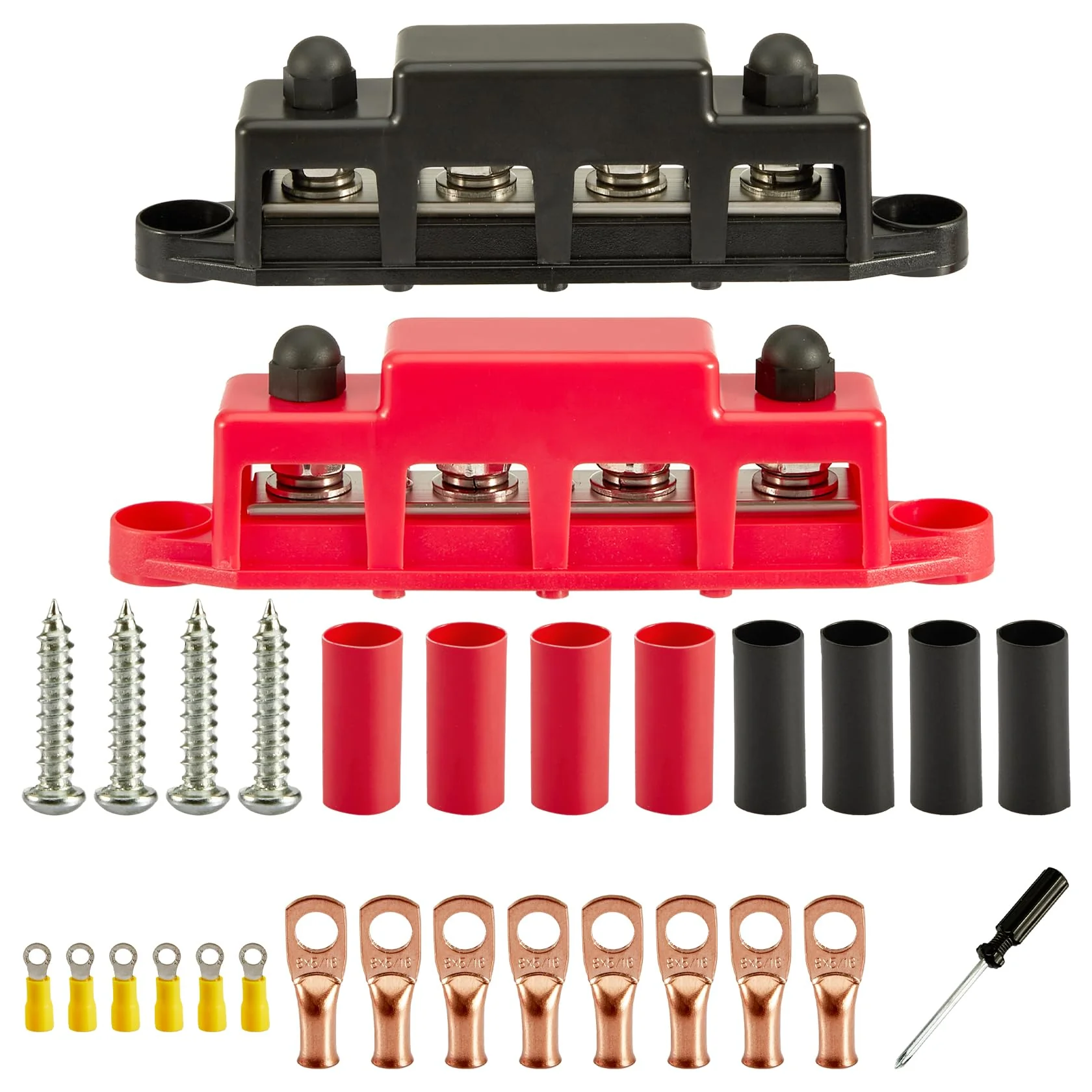 Pindex M8 Busbar Distribution Block 250 AMP DC 12 V-48 V with 4 x M8 Terminal Bolts, M8 Power Distribution Block Bus Bar 12 V for Motorhomes, Ships, Yachts, Car RVs, Trucks - Image 8