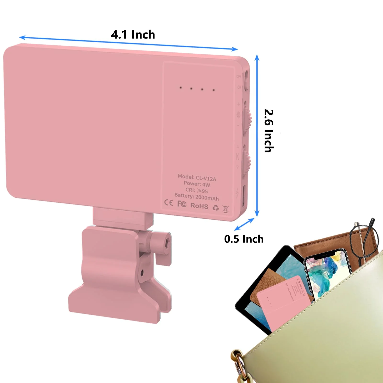 Pink Selfie Light with Phone Light Clip,80led Portable Selfie Light with 3 Light Modes and Infinite Adjustment Modes, 2000mah Rechargeable Selfie Light for Phone, Laptop, Makeup, Live Stream - Image 7