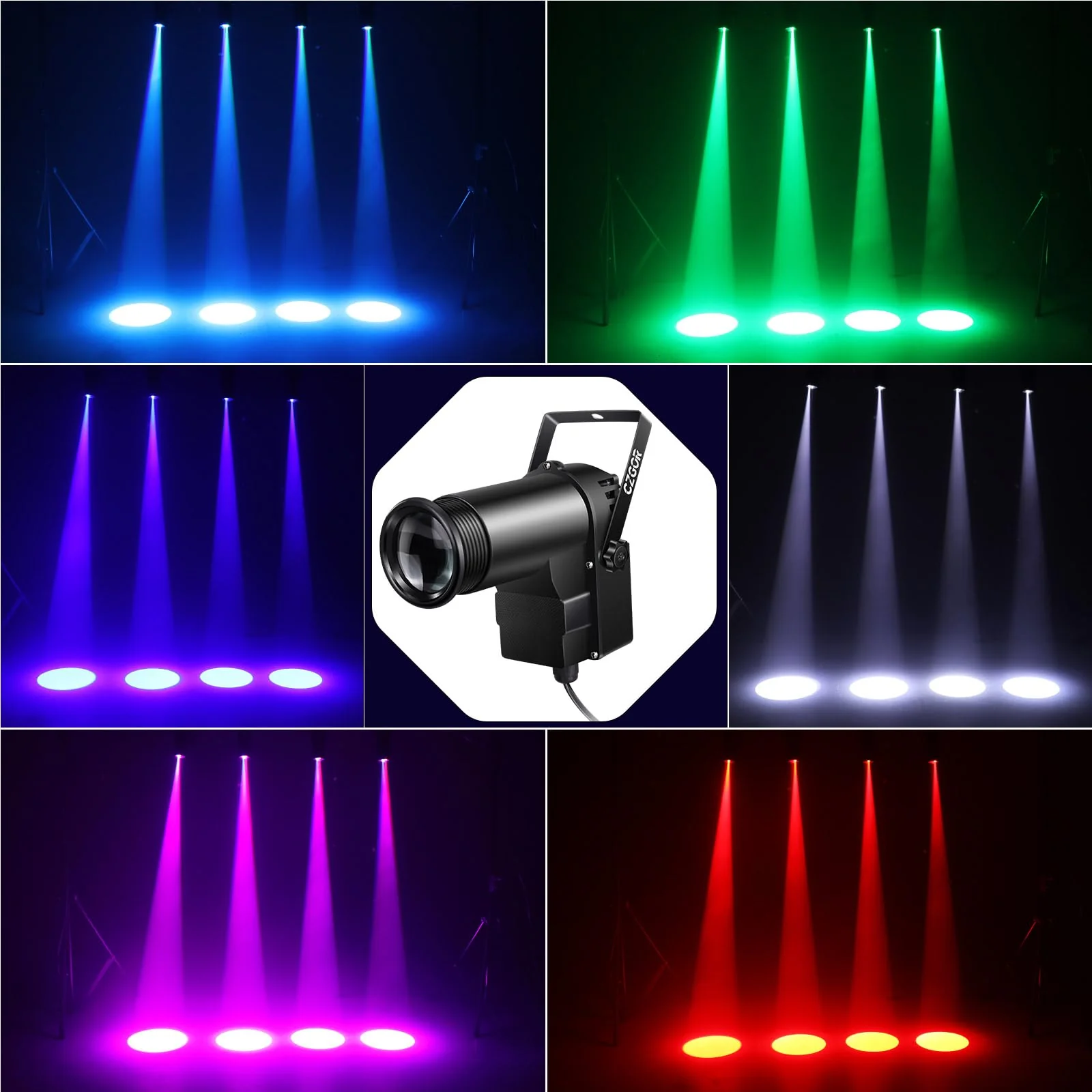 Pinspot Light 15W DMX 2 Pack, Czgor RGBW Disco Ball Lights with Remote Control, DMX512, Sound Activated Pin Spotlight for Party Wedding DJ Disco Shows RGBW Light 2Pack - Image 2