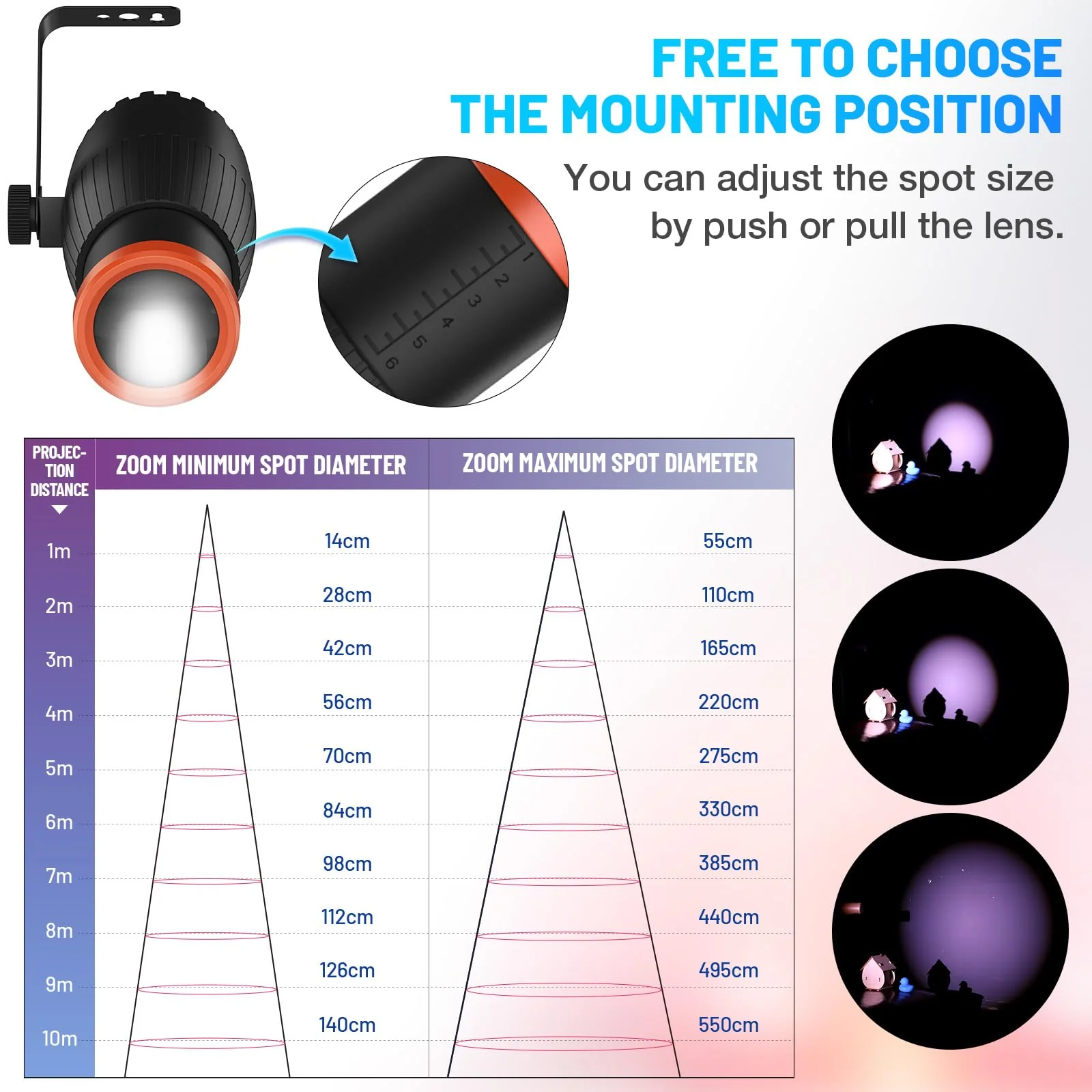 Pinspot Light, Czgor 18W RGBW 4 in 1 LED Spot Lights with Remote, Super Bright with Light Guide Pillar, Manual Focus Disco Ball Spotlight, Soft Cozy Stage Effect Lighting for DJ Disco Party Wedding - Image 5