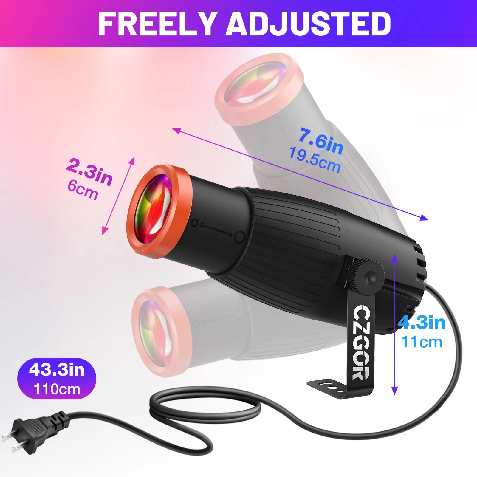 Pinspot Light, Czgor 18W RGBW 4 in 1 LED Spot Lights with Remote, Super Bright with Light Guide Pillar, Manual Focus Disco Ball Spotlight, Soft Cozy Stage Effect Lighting for DJ Disco Party Wedding - Image 6