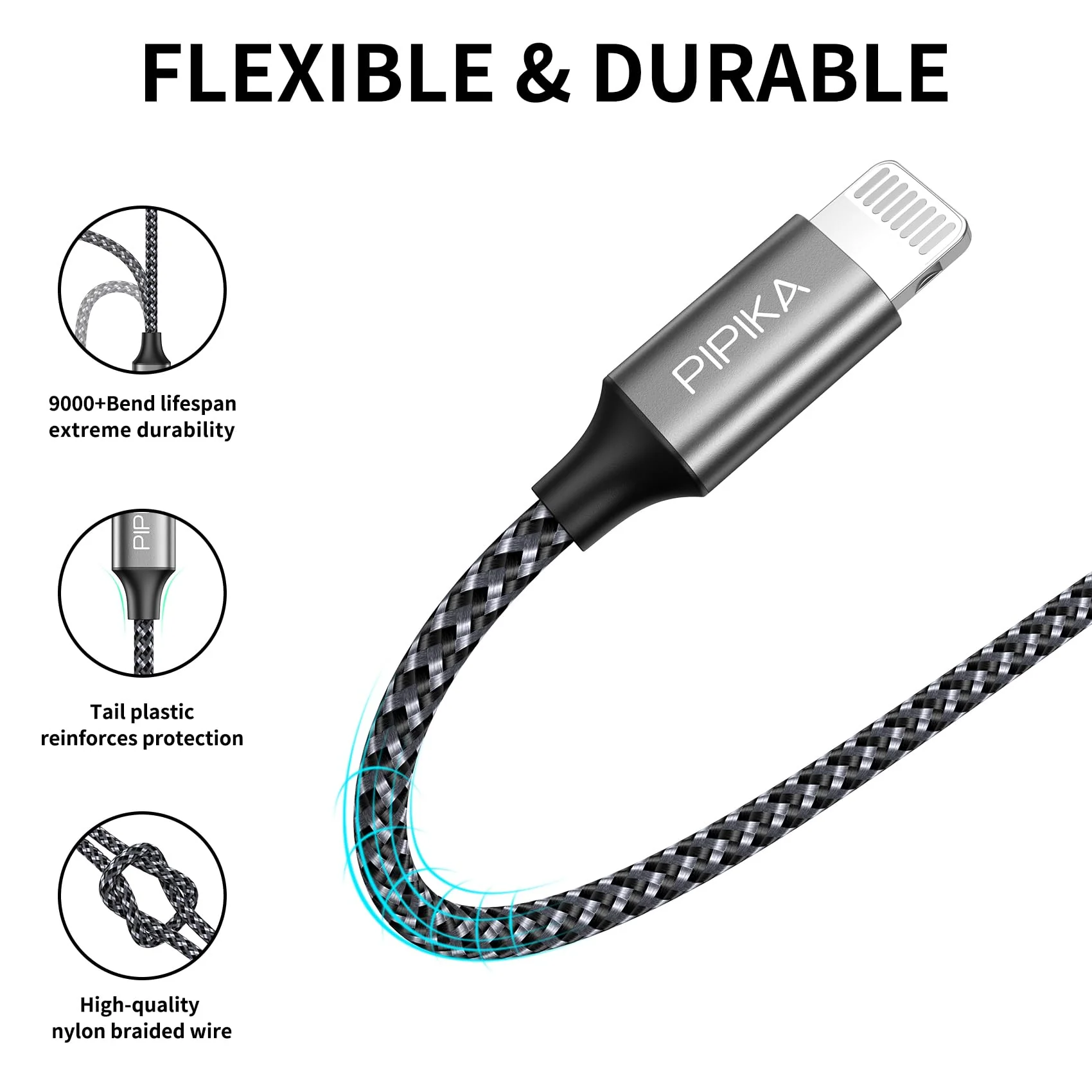 Pipika USB C to Lightning Power Delivery Charging Cable [0.5 m], MFi Certified, Compatible with iPhone 13 Pro Max/13/12 Mini/1211/11 Pro/XR/XS/X/SE2/8/8 Plus 0.5 m - Image 2