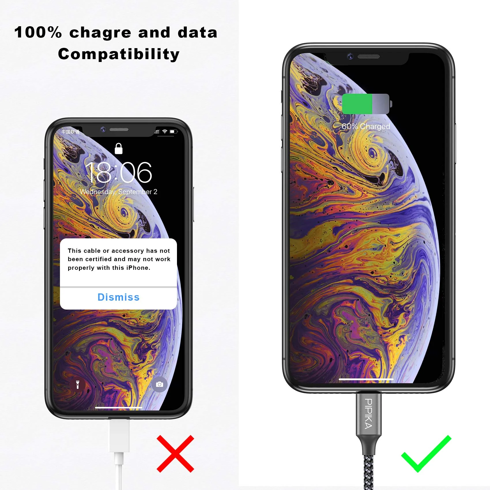 Pipika USB C to Lightning Power Delivery Charging Cable [0.5 m], MFi Certified, Compatible with iPhone 13 Pro Max/13/12 Mini/1211/11 Pro/XR/XS/X/SE2/8/8 Plus 0.5 m - Image 6