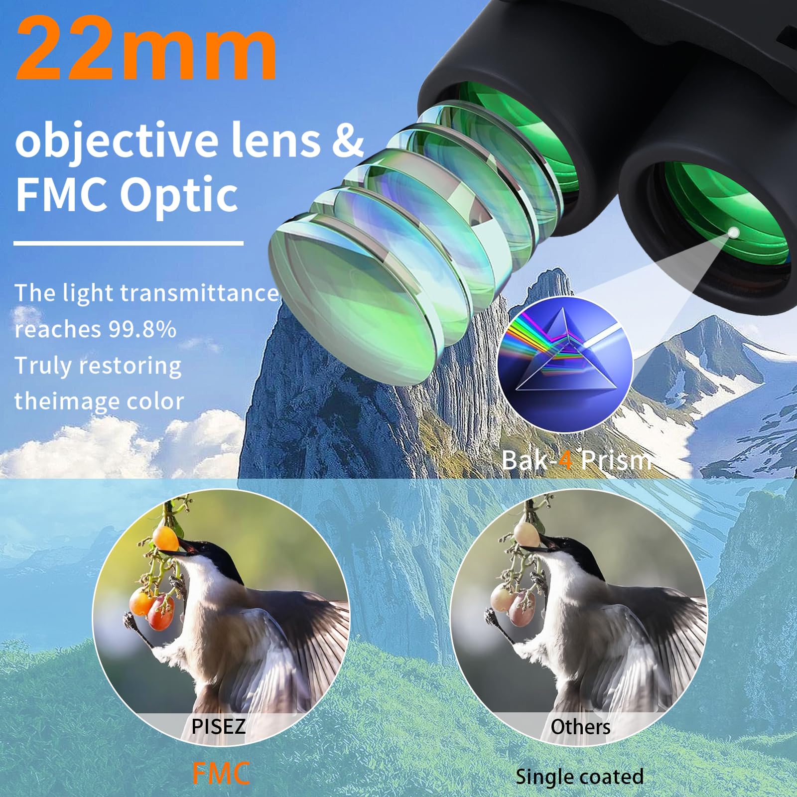 PISEZ 30X60 Compact Binoculars for Adults and Kids，Lightweight Foldable Easy Focus Small Binoculars for Bird Watching Hunting Concert Traveling Theater Opera Sightseeing black - Image 4
