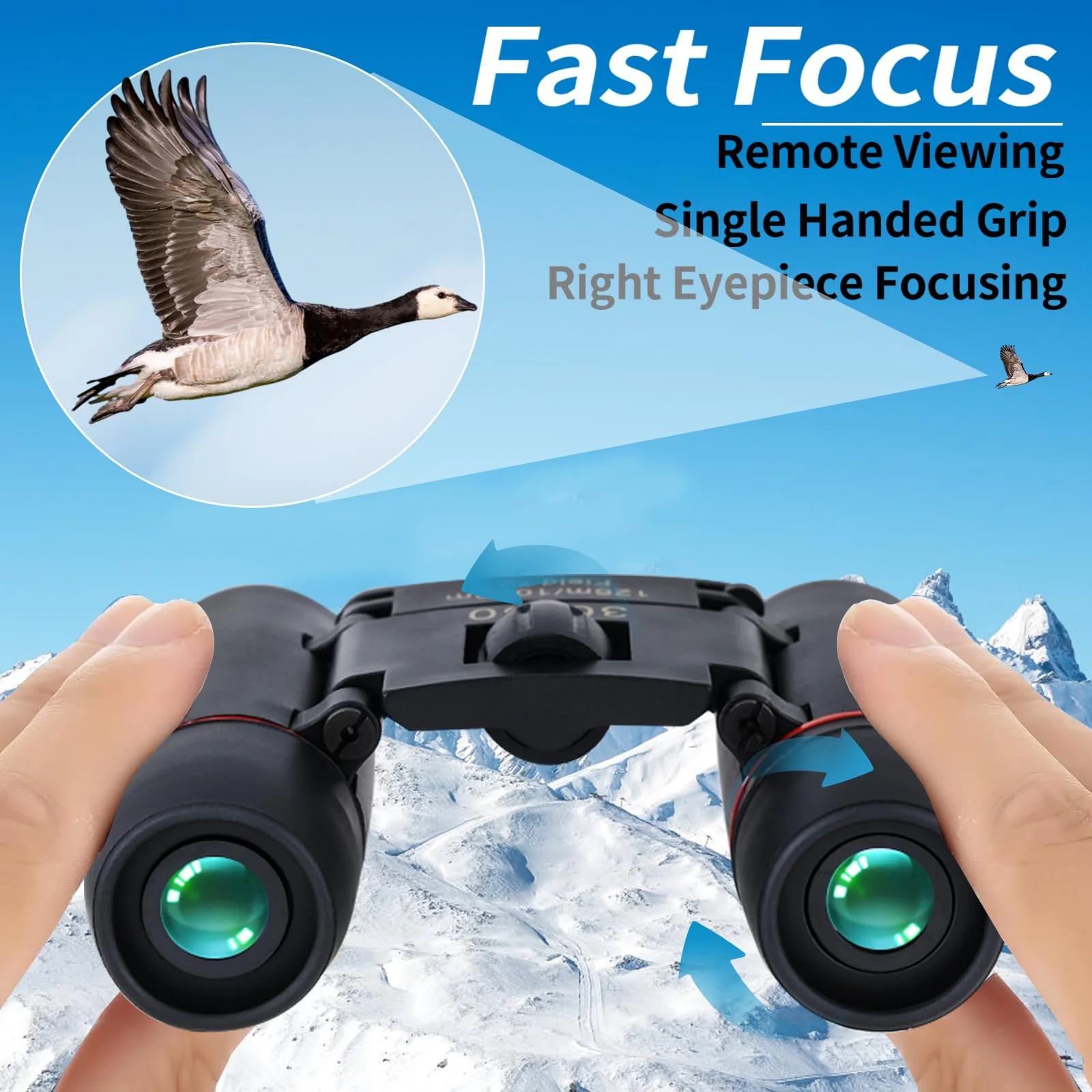 PISEZ 30X60 Compact Binoculars for Adults and Kids，Lightweight Foldable Easy Focus Small Binoculars for Bird Watching Hunting Concert Traveling Theater Opera Sightseeing black - Image 9