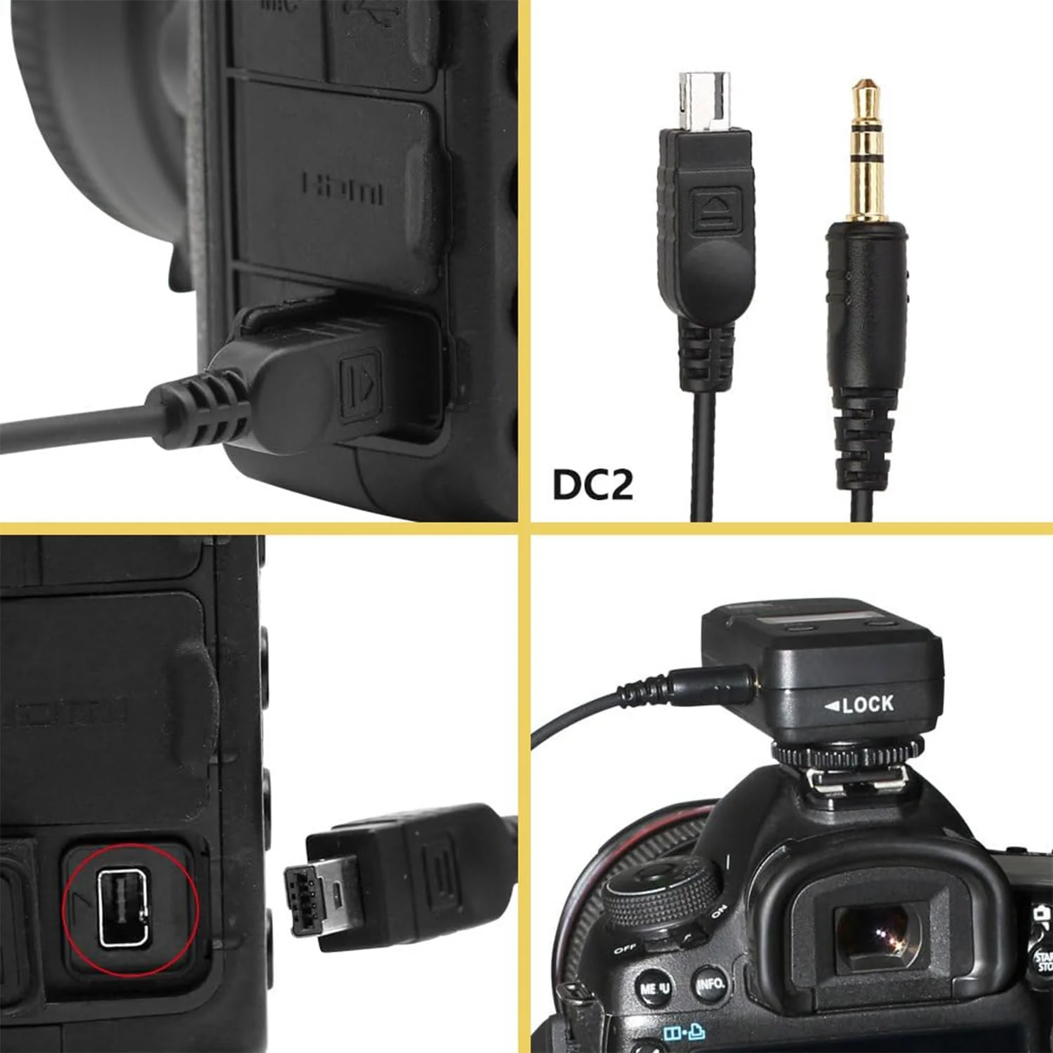 Pixel 3.5mm DC2 Off-Camera Remote Cable for Nikon Z5, Z7, Z7-II, Z6, Z6-II, D750, D780, D7500, D7200, D7100, D5600, D5300, D610, D600, D90, P7700, P7800, P950, Replaces Nikon MC-DC2 Cable（2-Pack） - Image 2
