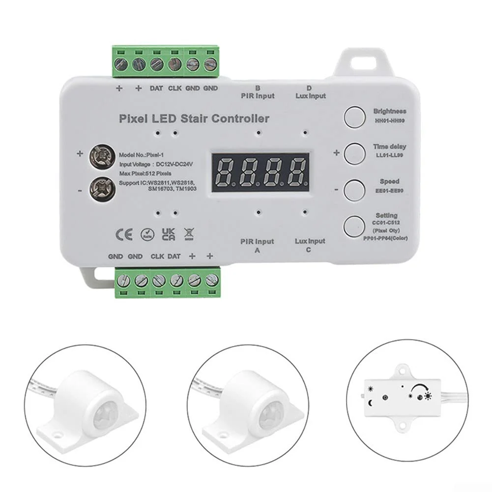 Pixel LED Stair Light Controller Dimmable Ladder Lighting PIR Motion Sensor Kit - Image 7