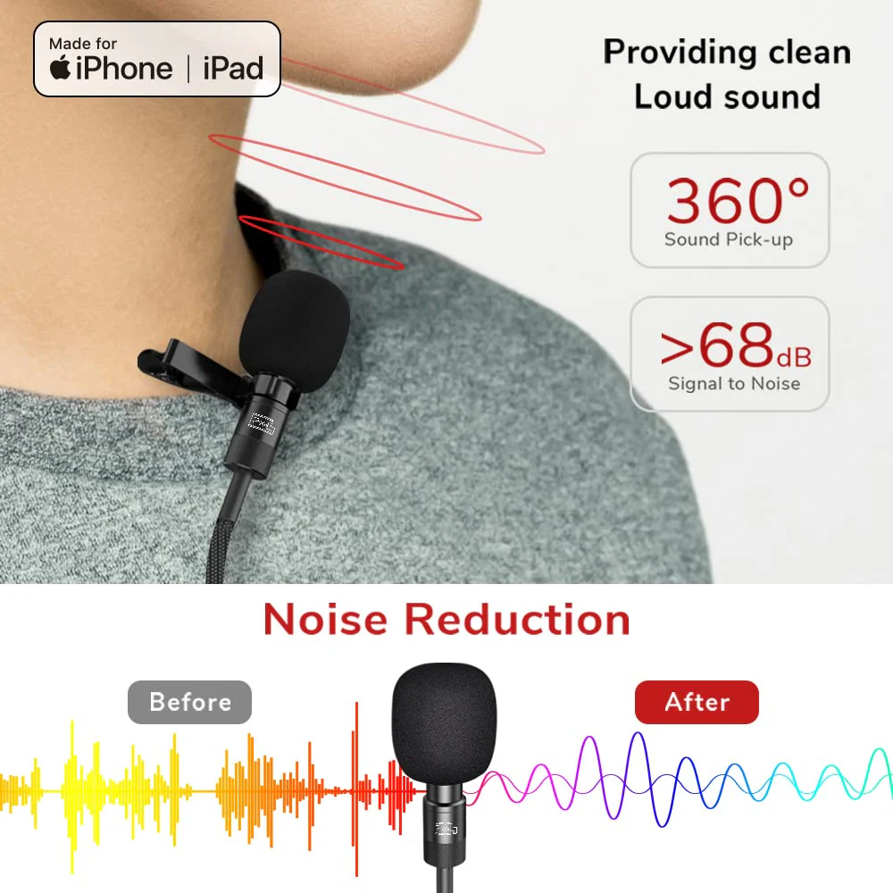 PIXEL Mini Lavalier Microphone for iPhone iPad (Apple MFi-Certified), Lightning Mini Lapel Mic for YouTube TikTok Video Recording Vlogging Live Streaming (5ft) 5ft (1.5m) - Image 3