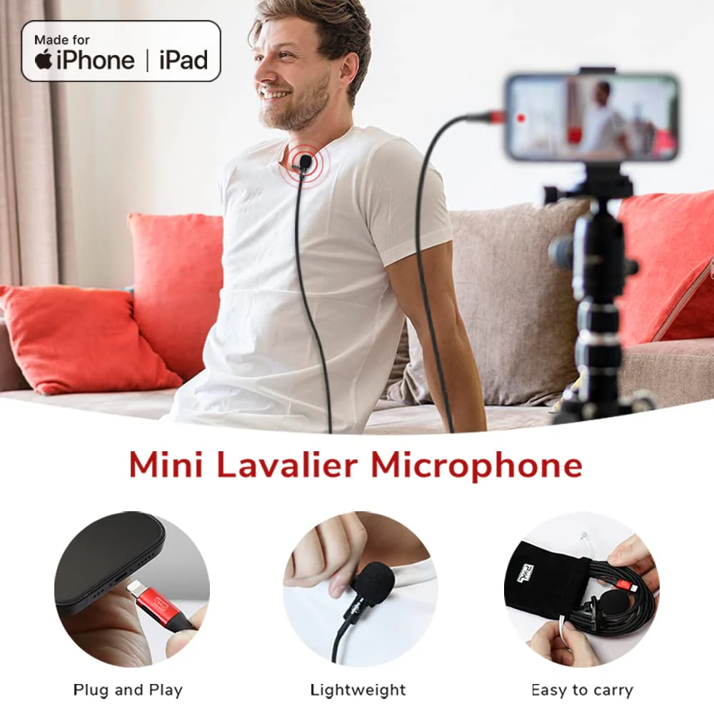 PIXEL Mini Lavalier Microphone for iPhone iPad (Apple MFi-Certified), Lightning Mini Lapel Mic for YouTube TikTok Video Recording Vlogging Live Streaming (6.5ft) 6.5ft (2m) - Image 6