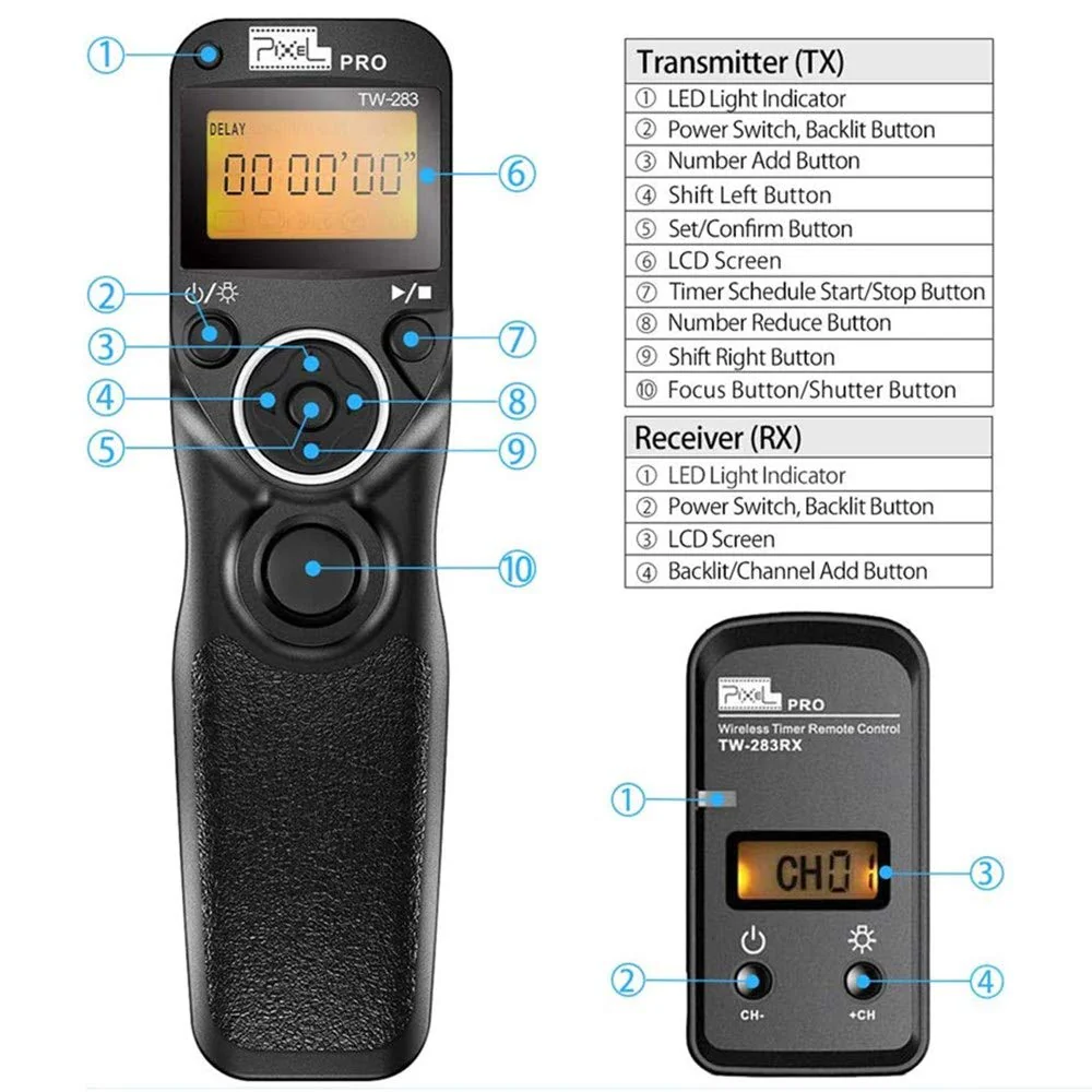 Pixel Timer Shutter Release Remote Control TW283-DC2 Remote Release for Nikon Z7 Z7II Z6 Z6II Z5 D5600 D3300 D5000 D5100 D5200 D5300 D5500 D90 D7000 D7100 D7200 D7500 D780 D610 D750 P7700 P7800 TW-DC2 Nikon - Image 6