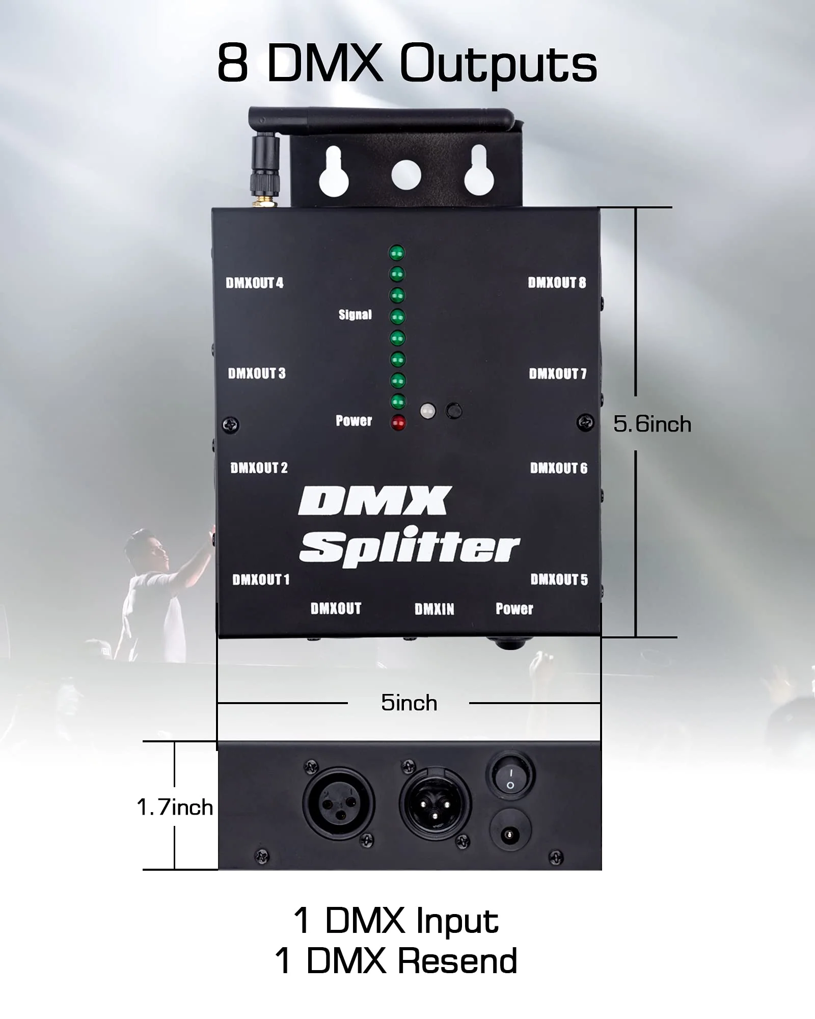 Pknight 8-Way Isolated DMX Splitter with 2.4g wireless Receiver Function - Image 2