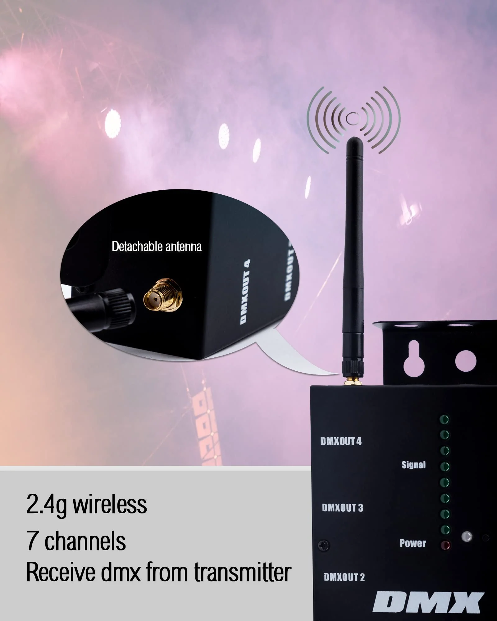 Pknight 8-Way Isolated DMX Splitter with 2.4g wireless Receiver Function - Image 3