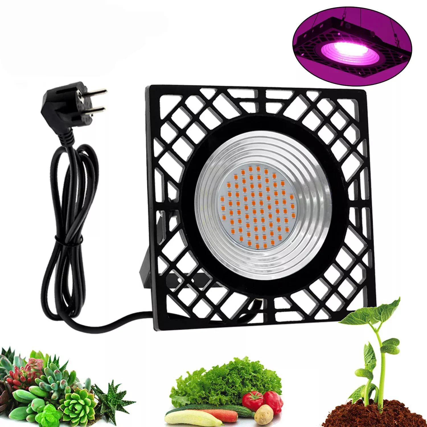 Plant Lamp LED Full Spectrum 72 LEDs 50 W Plant Light Hanging Grow Lamp IP66 100 LM/W