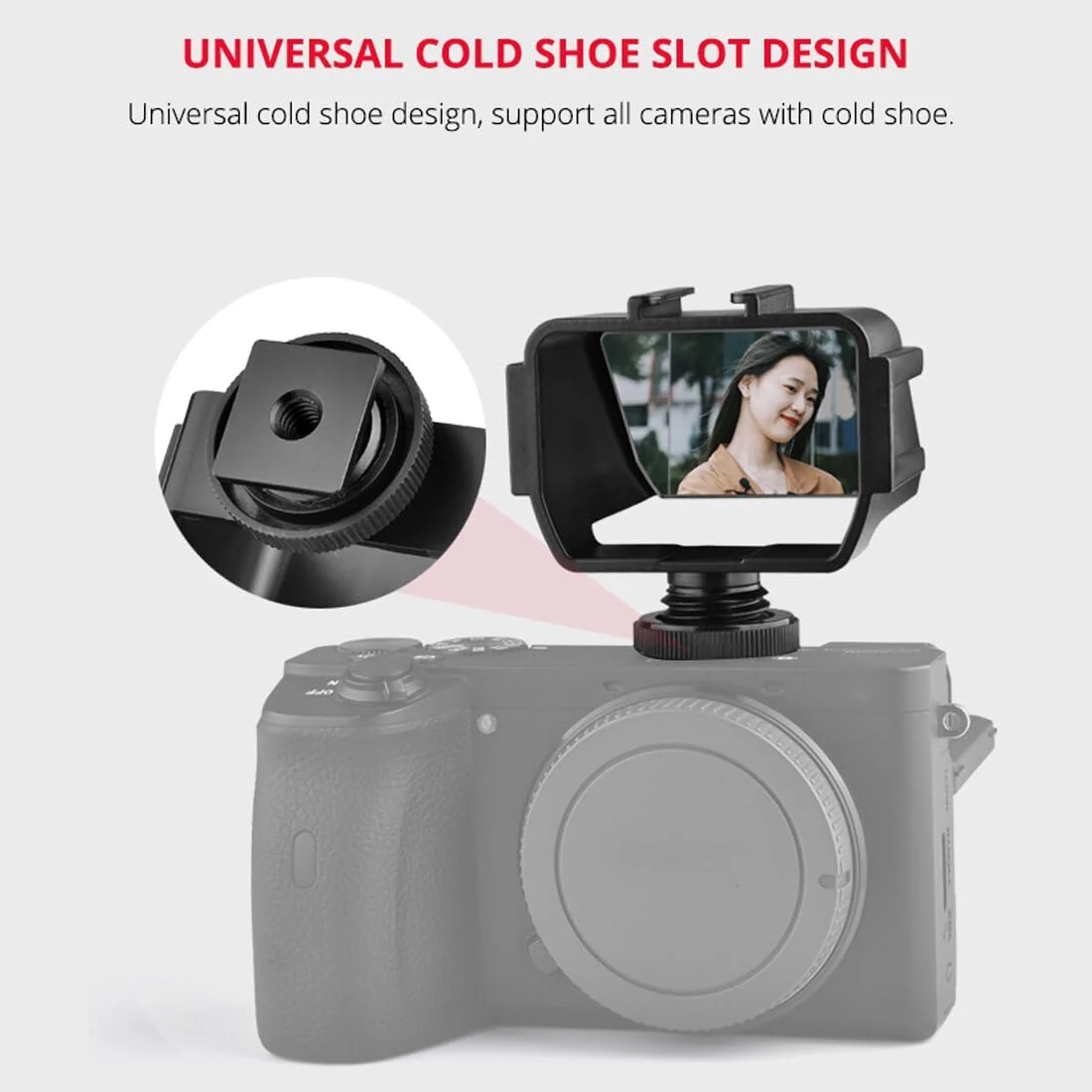 Plastic Camera Selfie Vlog Flip Up Mirror Screen 3 Cold Shoe Mounts Compatible with Sony A6500/6300 Compatible with Fuji XT2/3/20/30 - Image 3