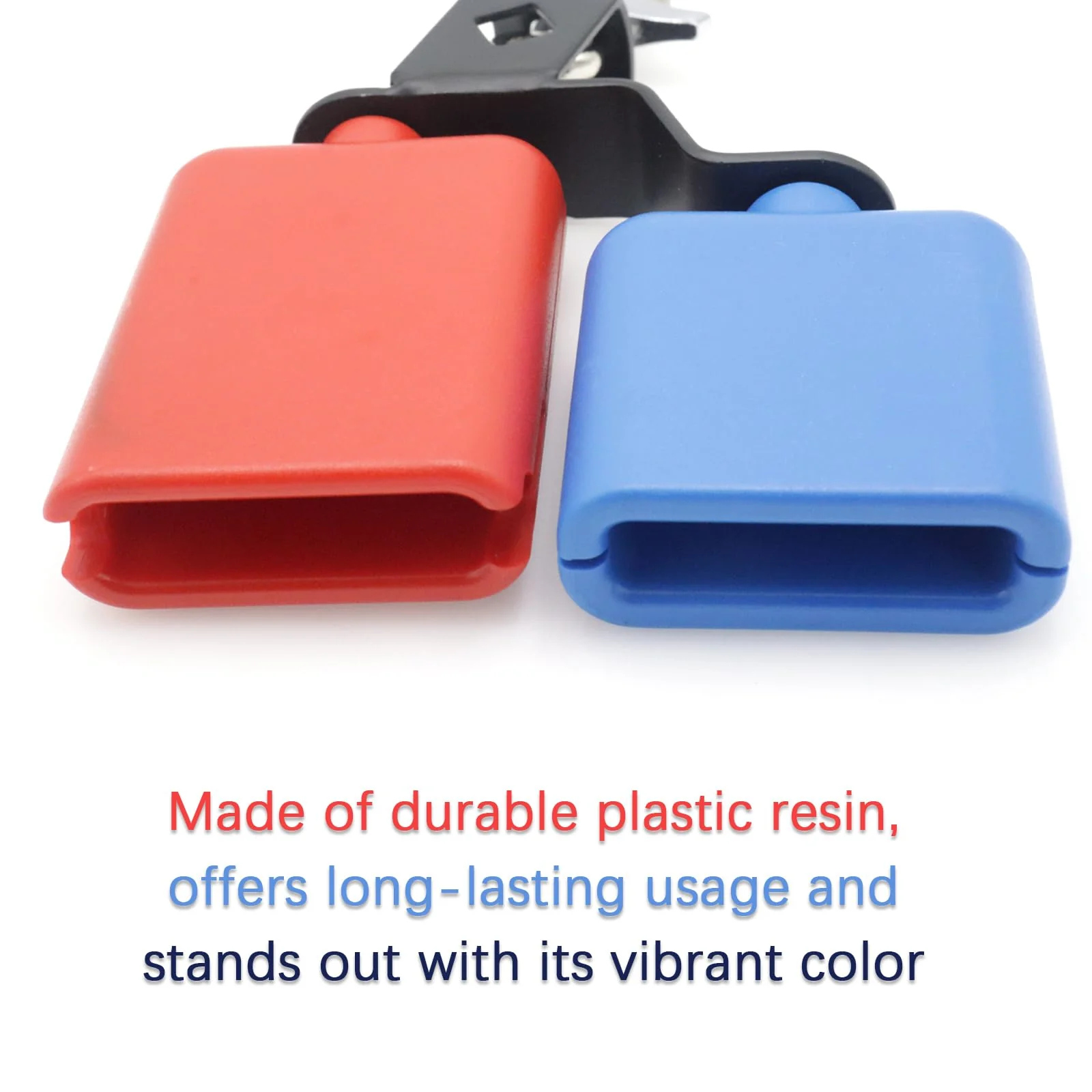 Plastic Jam Block, High and Low Tones Bicolor Cowbell, Latin Percussion Instrument Kit, Dual Mounted Bell for Drum Set, Medium Size, Red-Blue - Image 4