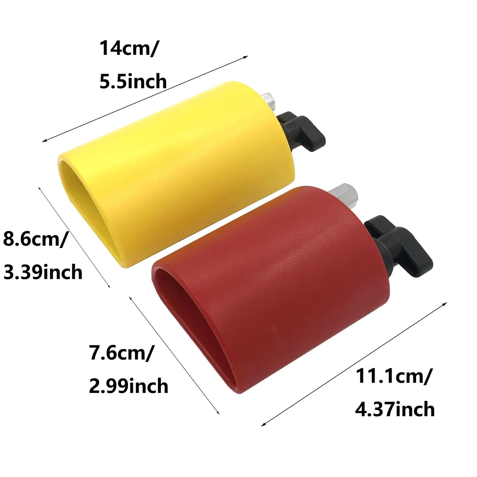 Plastic Percussion Cowbell with Clamping Mount Bracket Kit Include 3.27inch Red Jam Block, 4.4inch Yellow Jam Block and L Shape Percussion Mount Bracket for Drum Set Double Plastic Red-Yellow - Image 6
