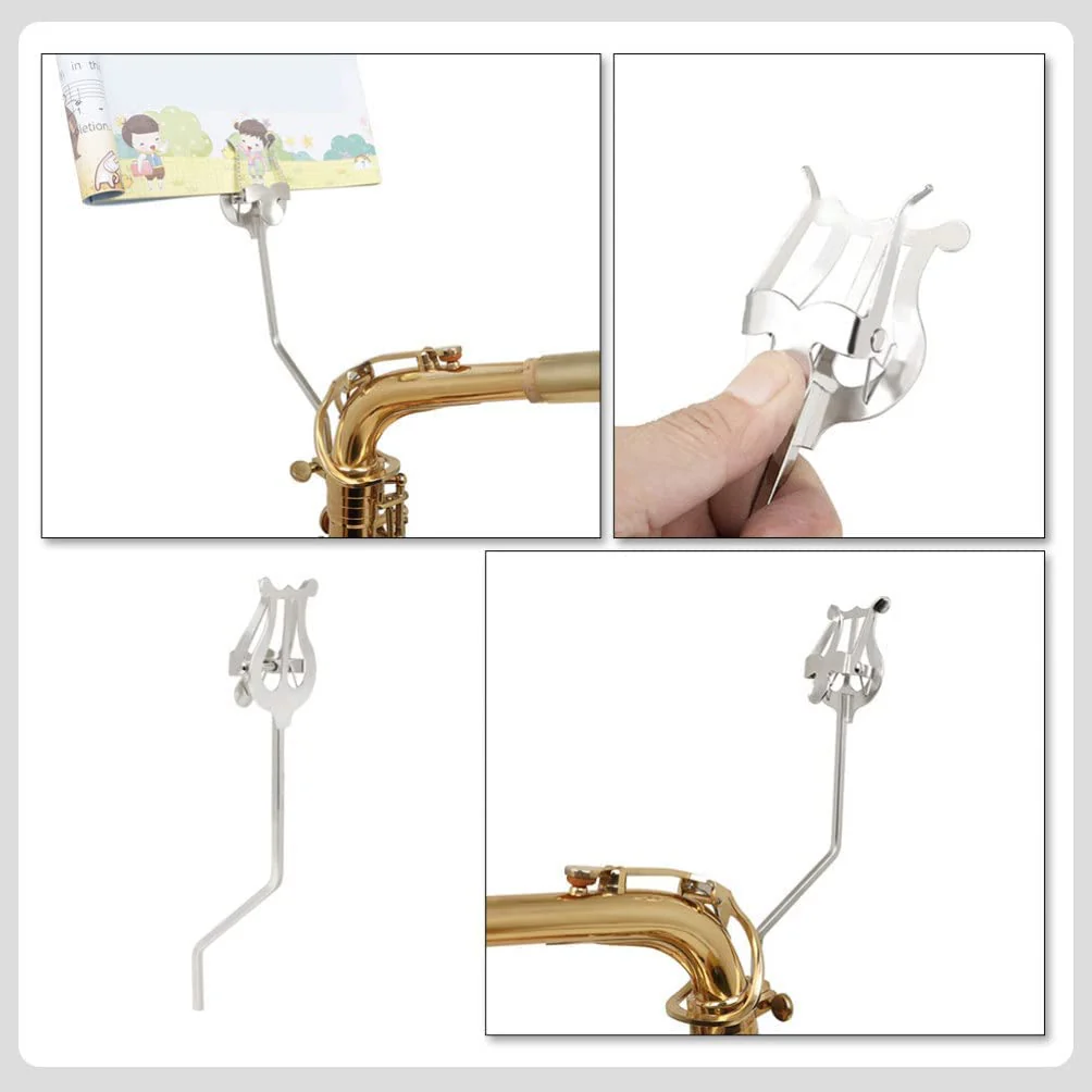 Plating Saxophone Marching Clamp-on Lyre Metal Sheet Music Clip,Stainless Steel - Image 3