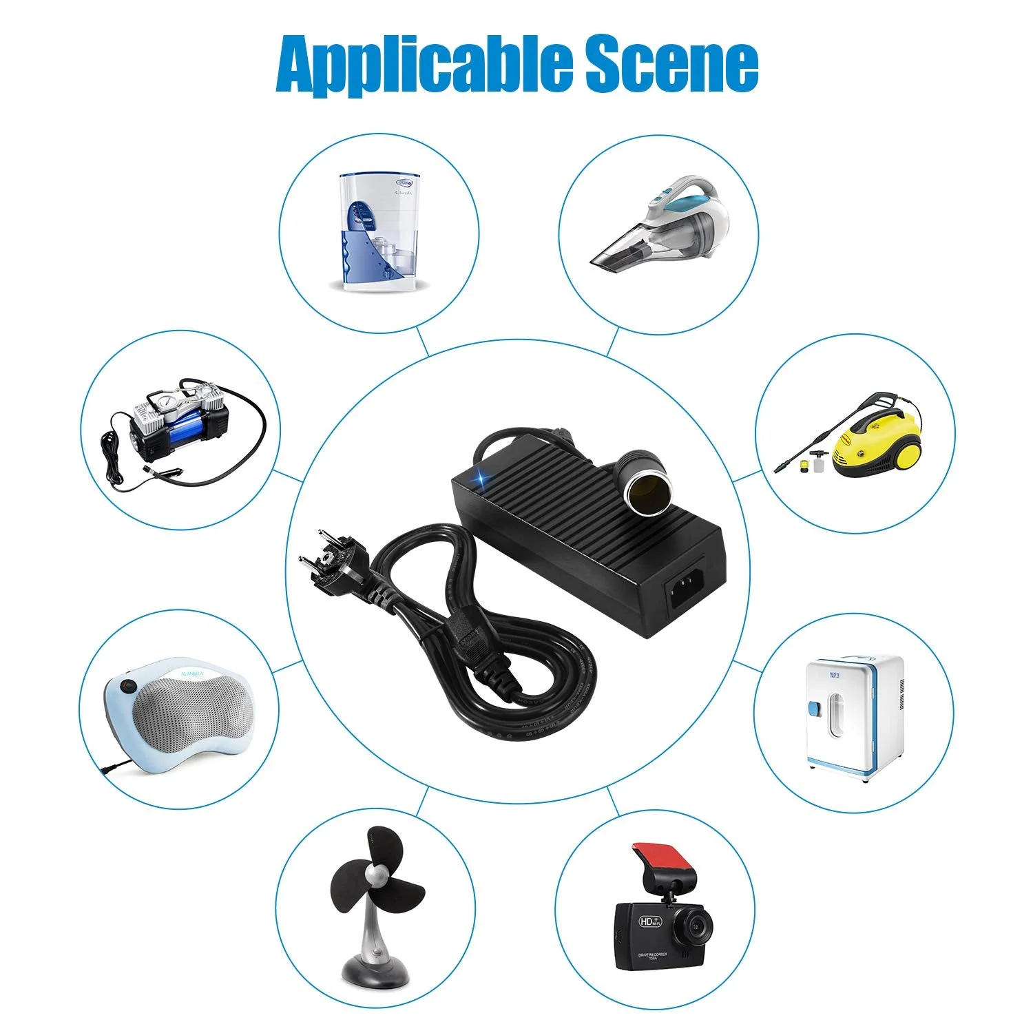 Plozoe Car power adapter, 120 W, 12 V, 10 A, AC-DC voltage converter, 230 V to 12 V, car power adapter, 12 V power supply cigarette lighter, voltage converter 230 to 12 V, converter 220 V to 12 V. - Image 2